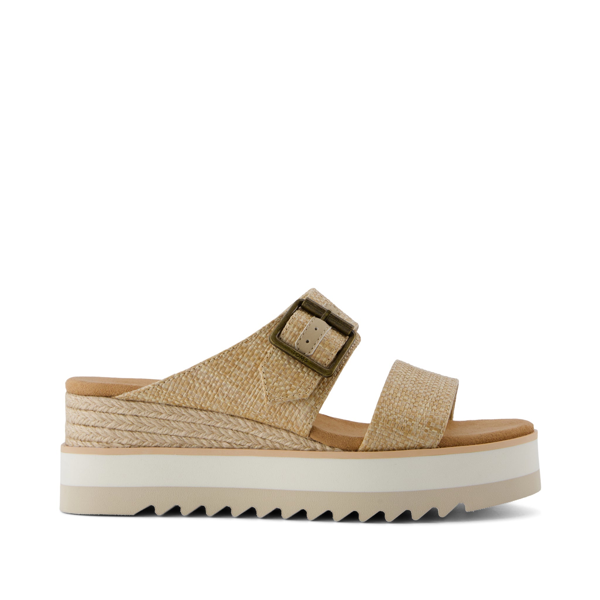 Diana Mule Buckle Wedge Sandal Almond Raffia – TOMS.com