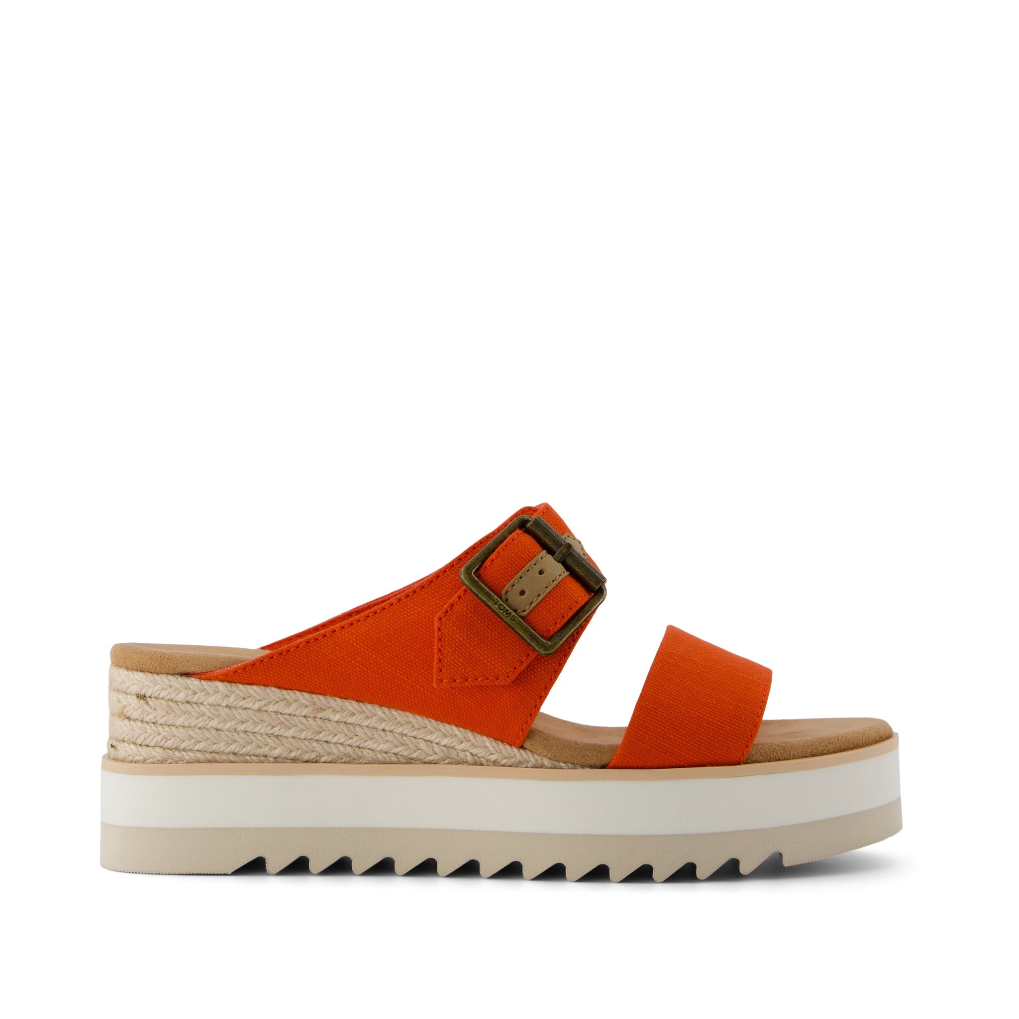 Diana Mule Buckle Wedge Sandal Flame Slubby Woven – TOMS.com