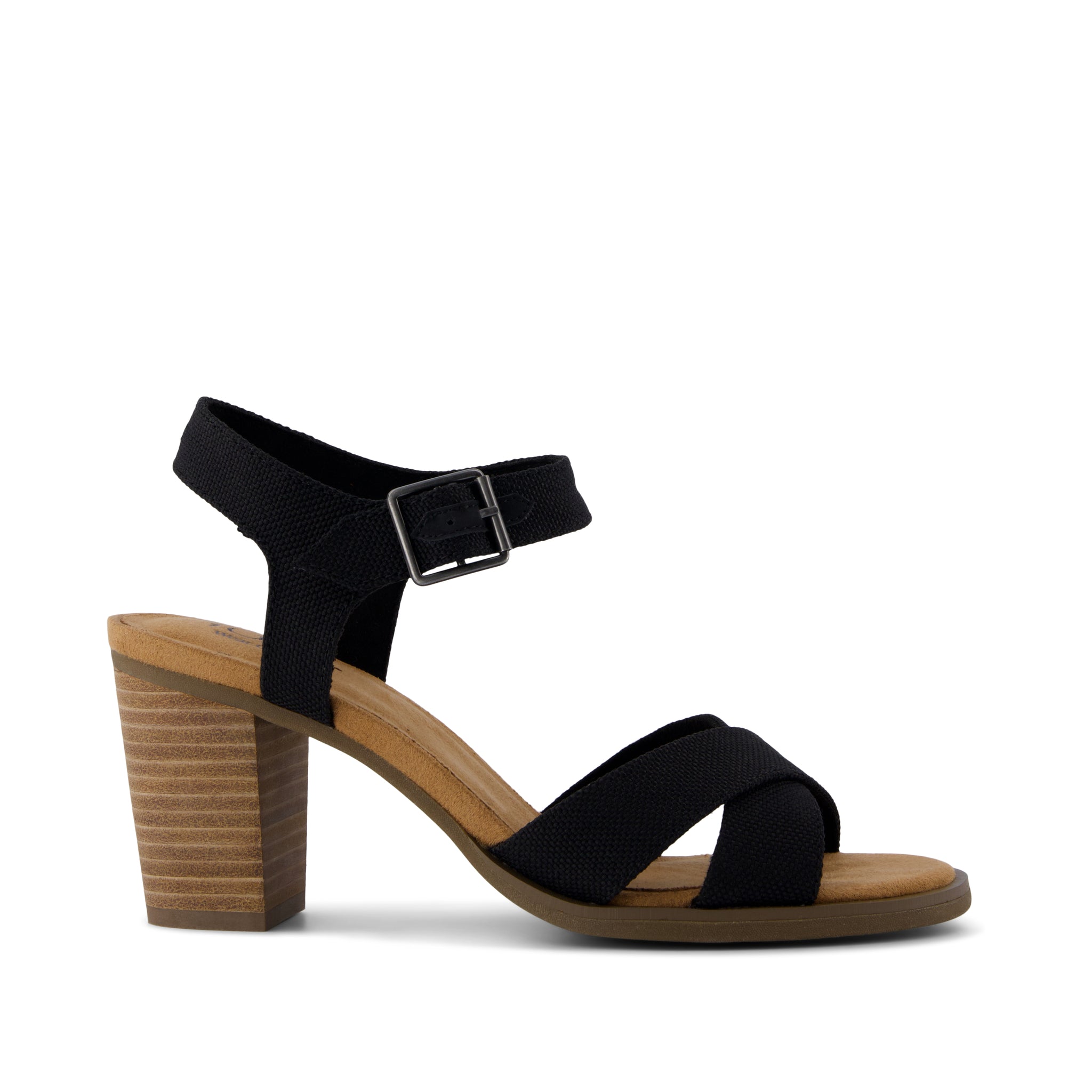 Majorca Ankle Strap Heeled Sandal Black Woven Melange – TOMS.com