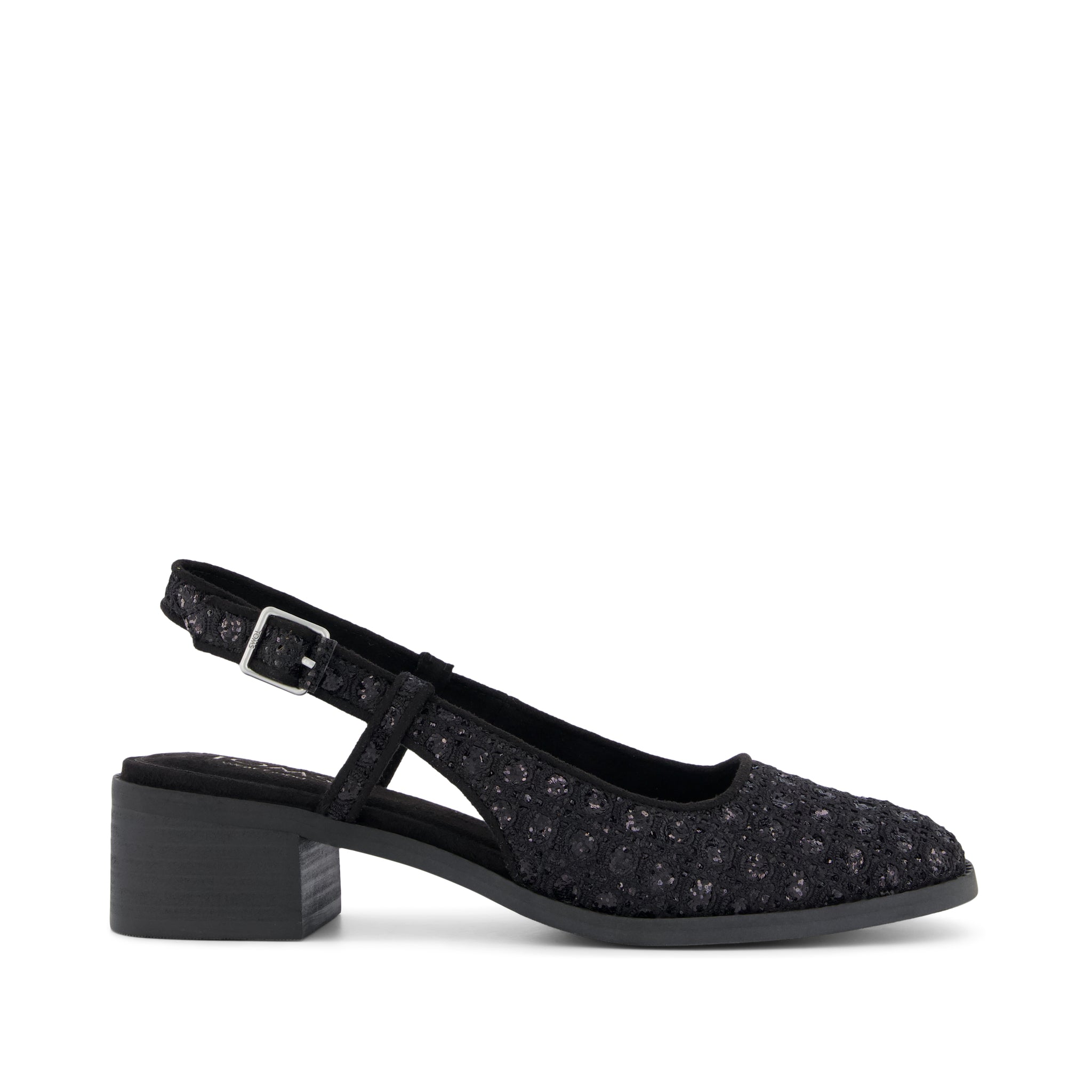 Womens Jaclyn Heel Black Geometric Sequins – TOMS.com Tom’s two tone heel trend setter. main image 0