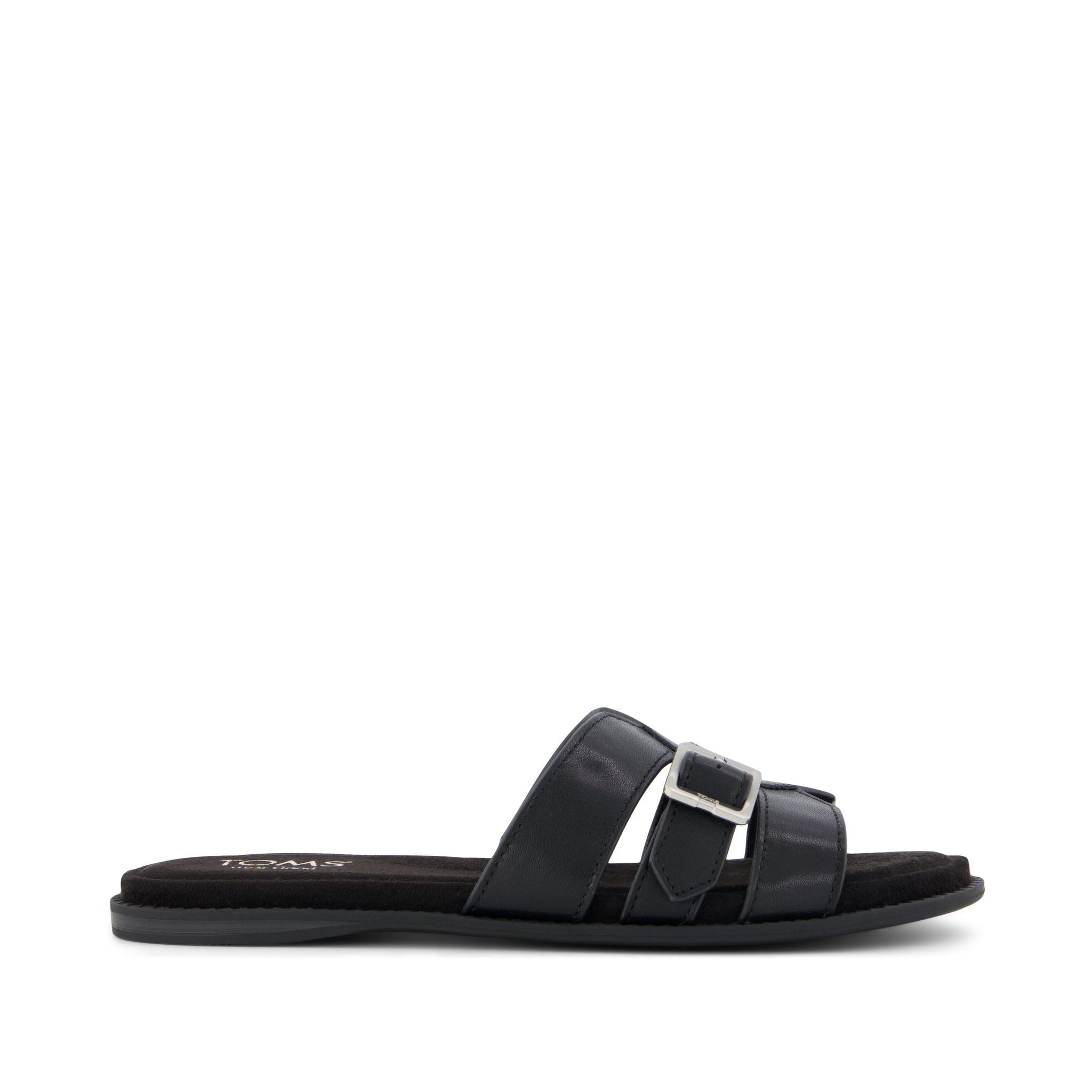 Womens Sol Slide Sandal Black Leather – TOMS.com