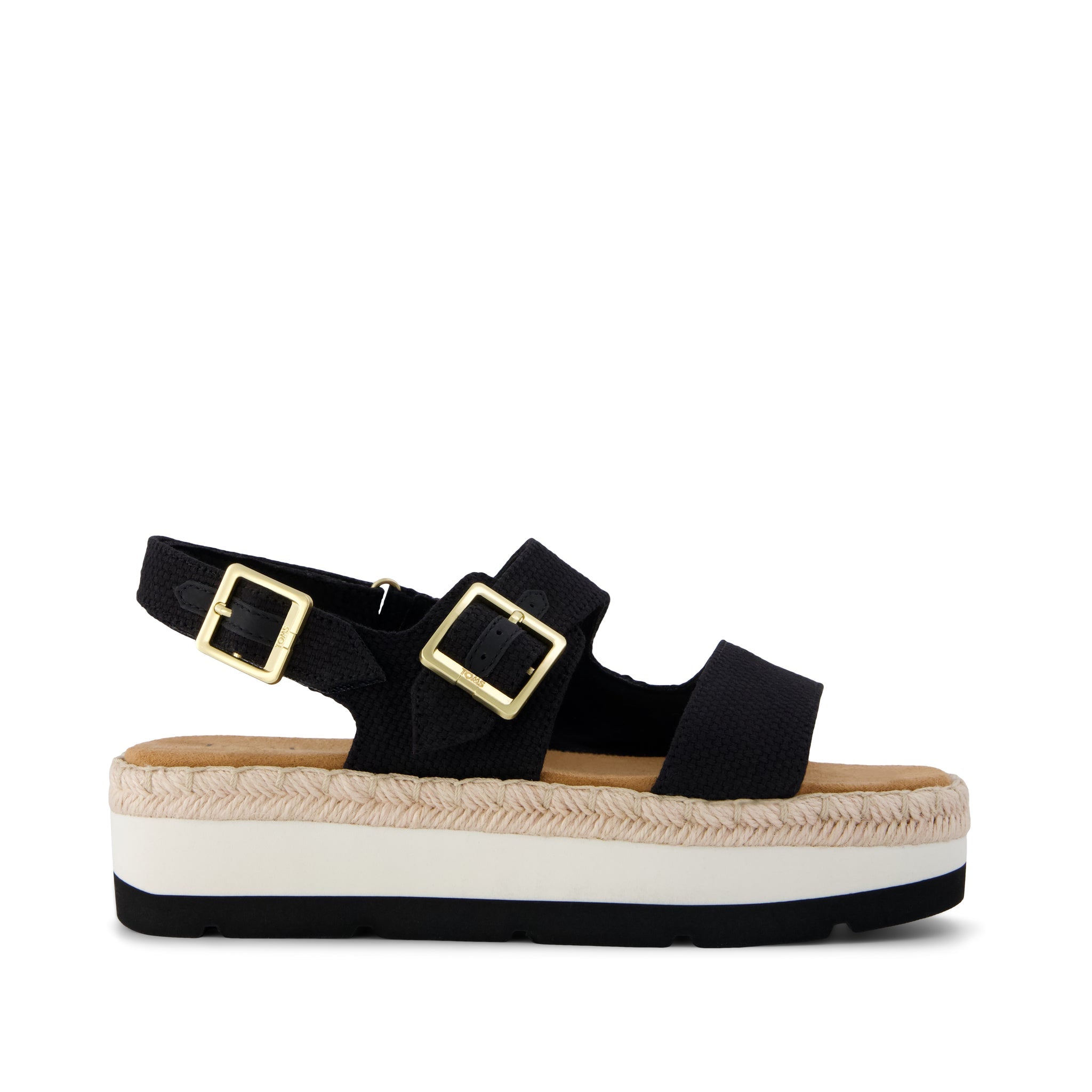 Womens Giana Flatform Sandal Black Woven – TOMS.com