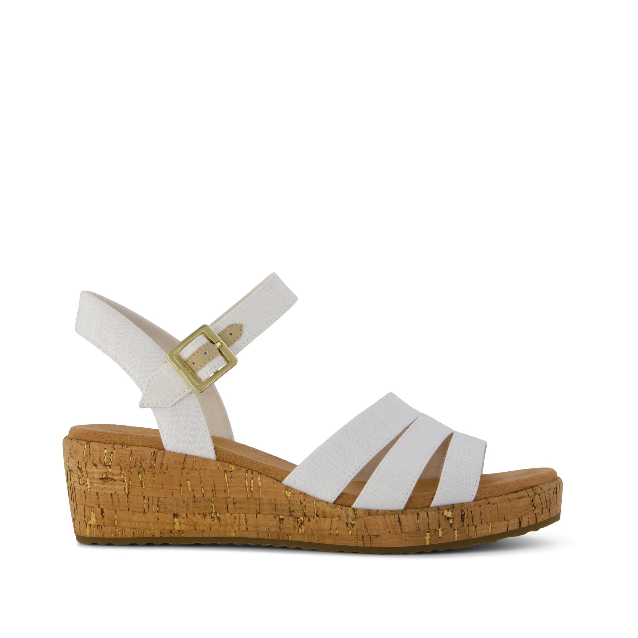 TOMS Women's Womens Julia Wedge Sandal Woven , White, Size 9.5