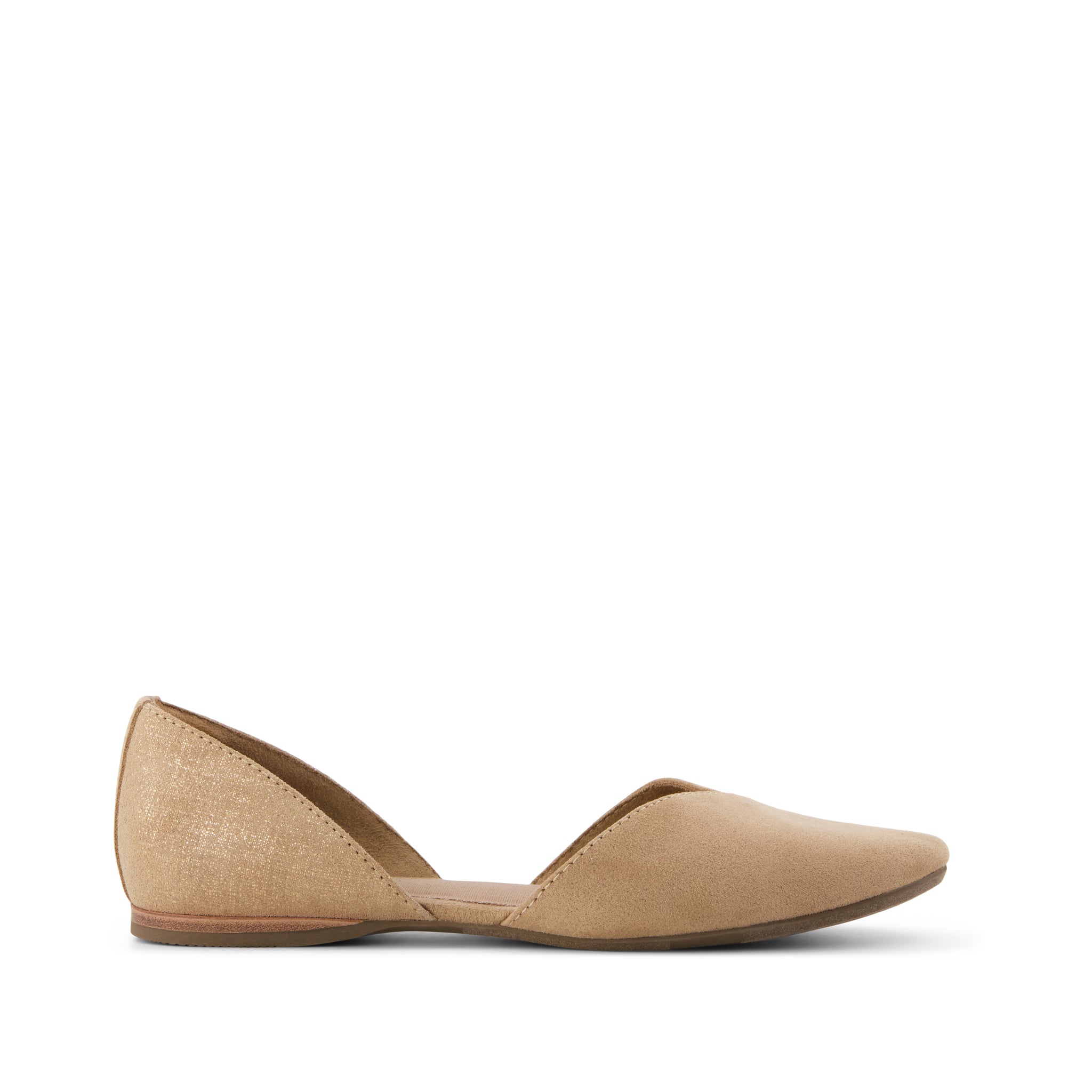 Womens Gemma D'Orsay Flat Taupe Metallic Crosshatch Suede – TOMS.com