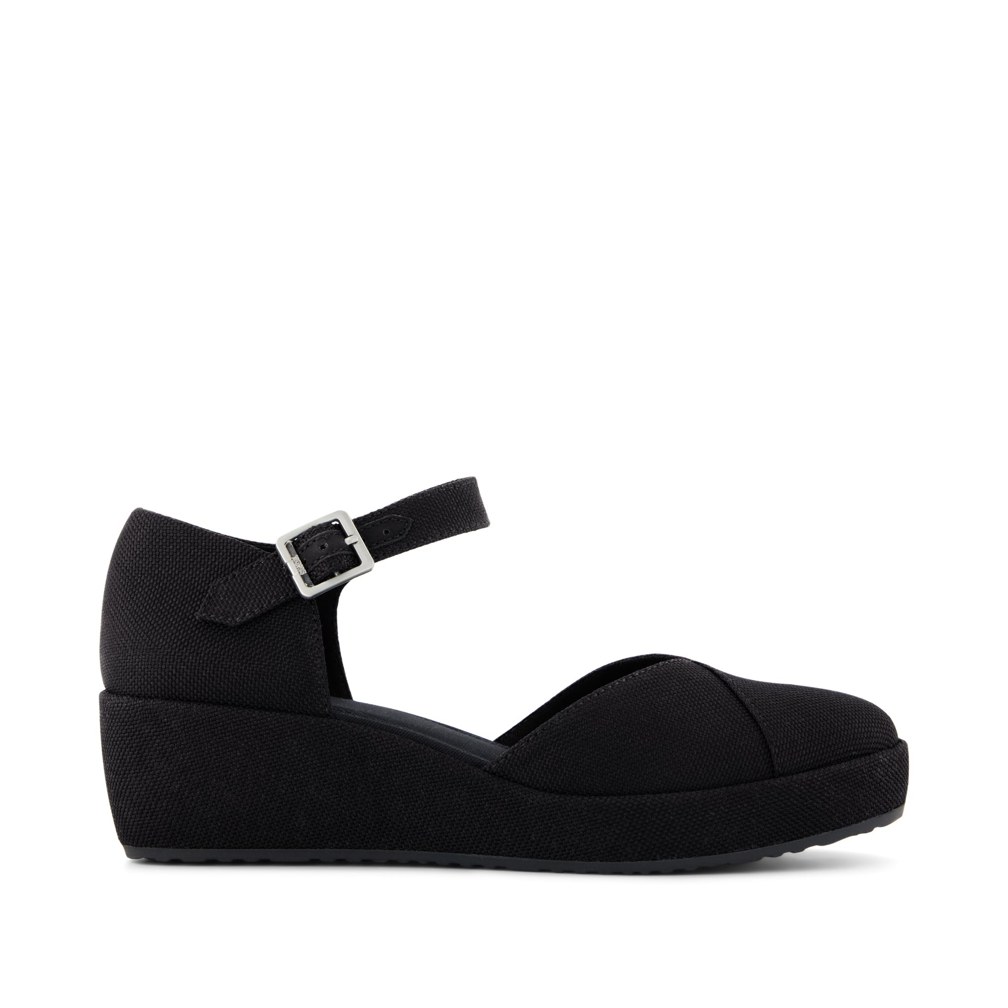 TOMS Women's Womens Gwyneth Wedge Canvas, Black, Size 12