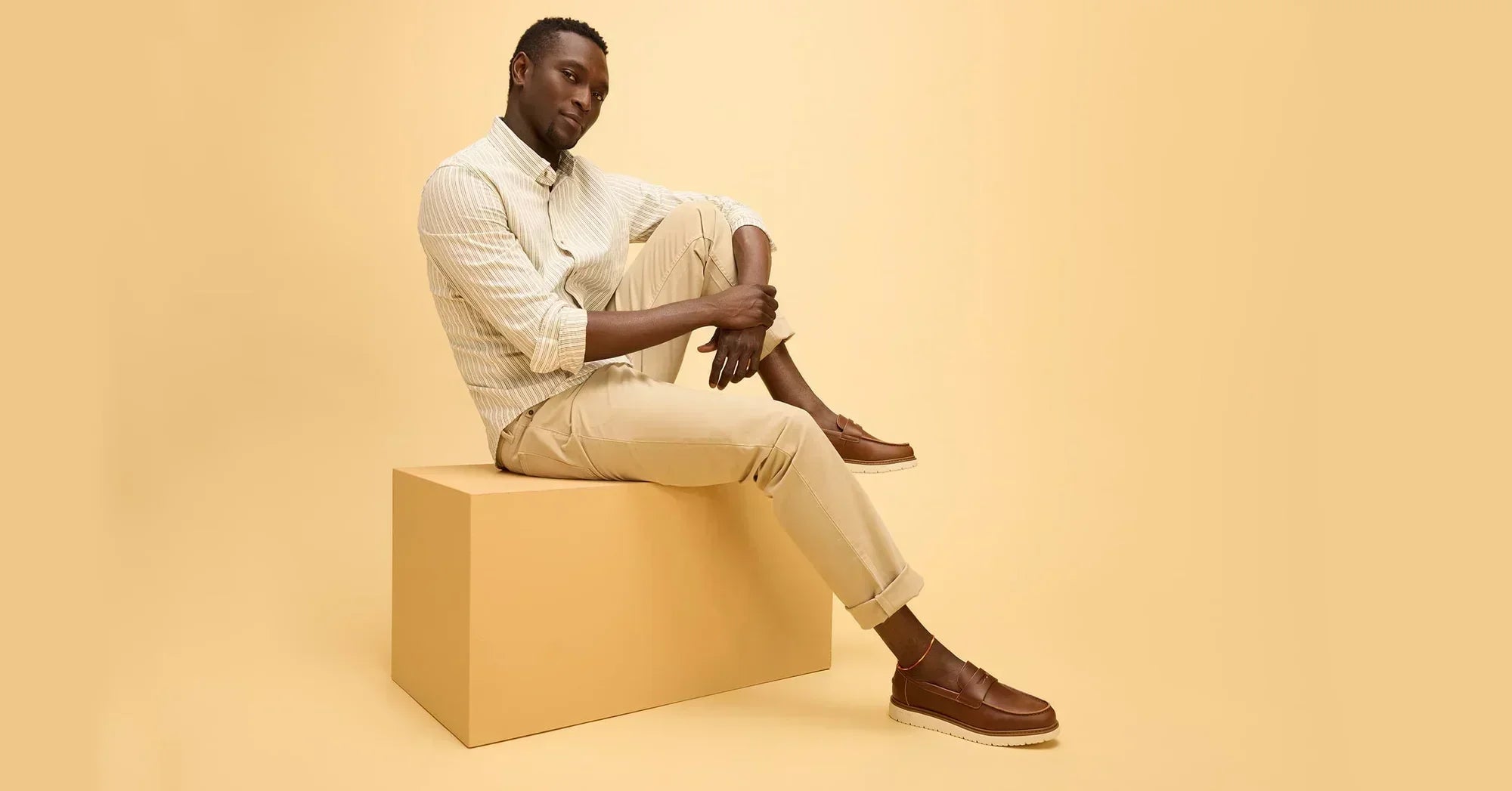 Model wearing the Navi TRVL LITE Havana Loafer shown.
