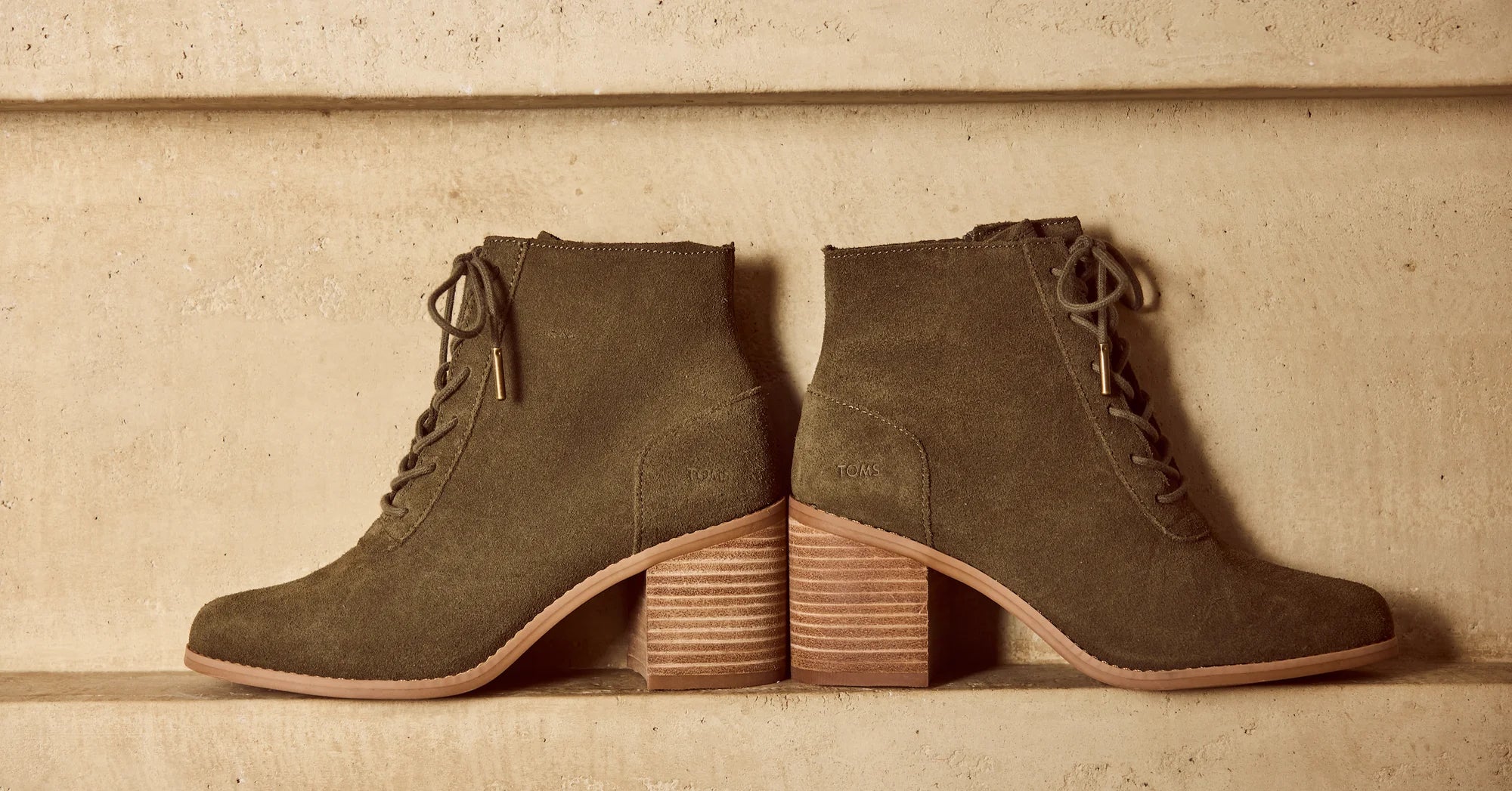 Women's Evelyn Olive Suede Lace-Up Heeled Boot in suede olive shown.