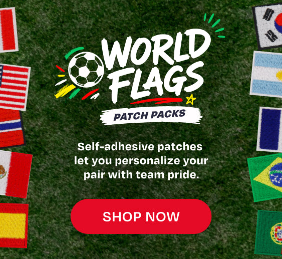 World Flags. Soccer ball graphic. Patch packs. Shop Now.