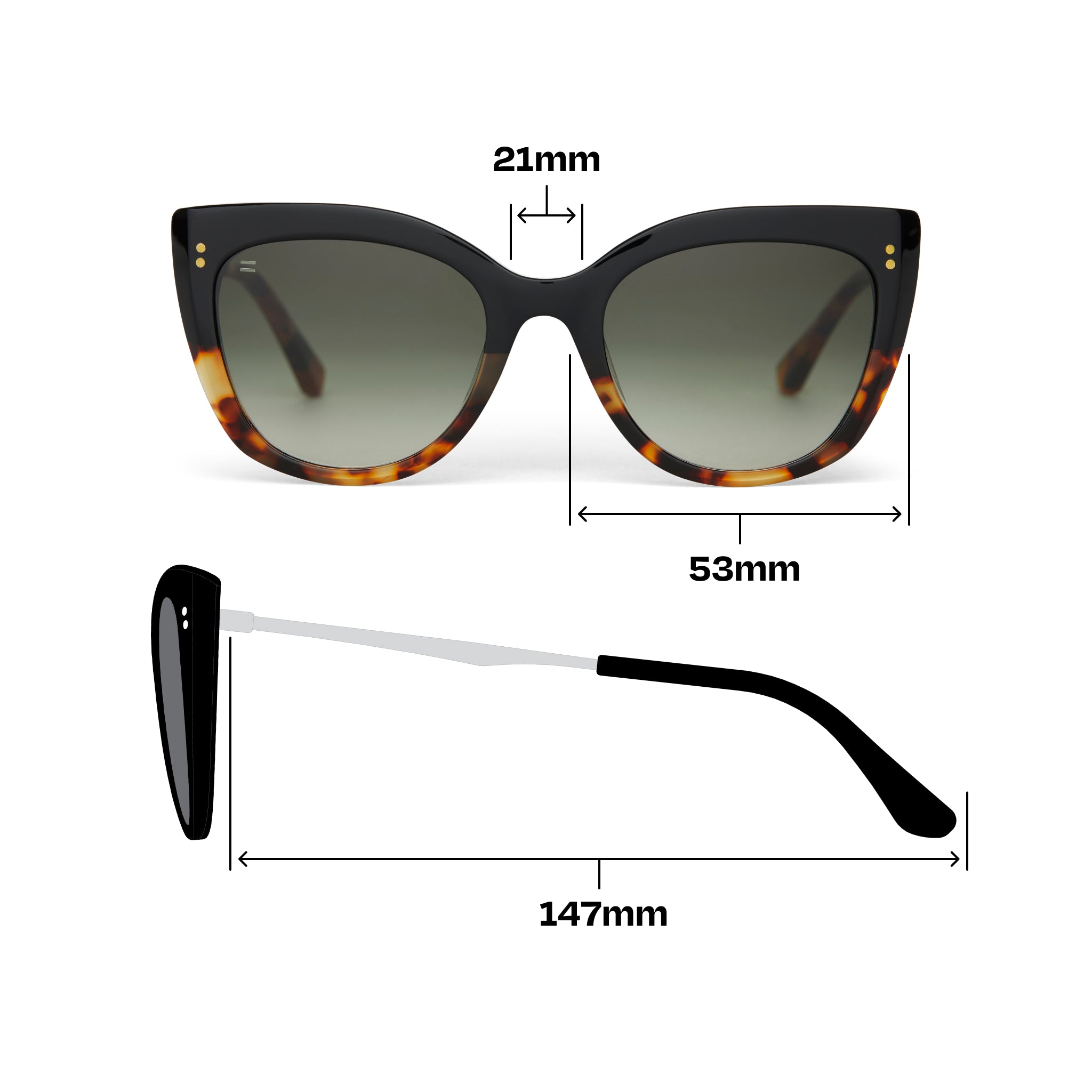 トムトム　ソフィア Sophia Black Tortoise Fade Gold Frame Deep Oliver Gradient Lens