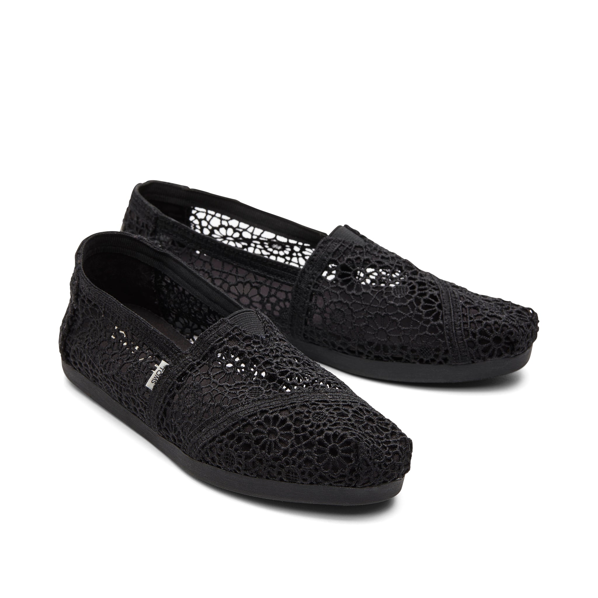 トムララブラックS black crochet womens alpargata slip on – TOMS.com