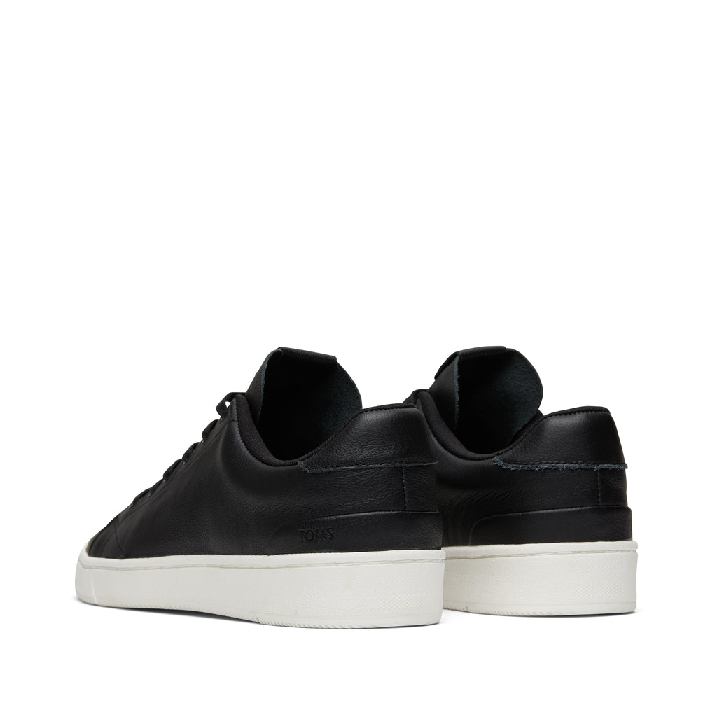 TRVL LITE Black Leather Lace-Up Sneaker Back View