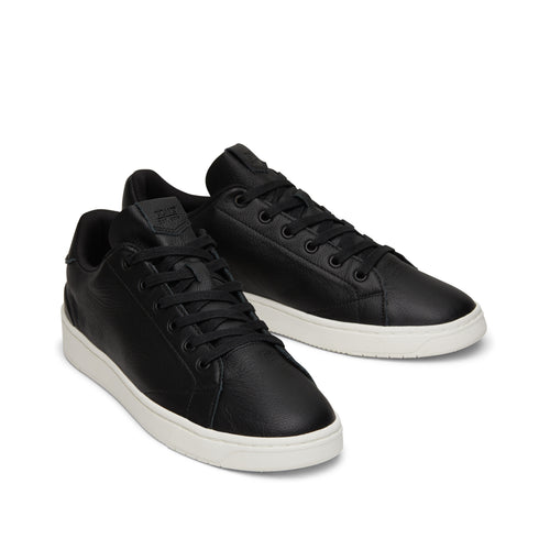 TRVL LITE Black Leather Lace-Up Sneaker Front View