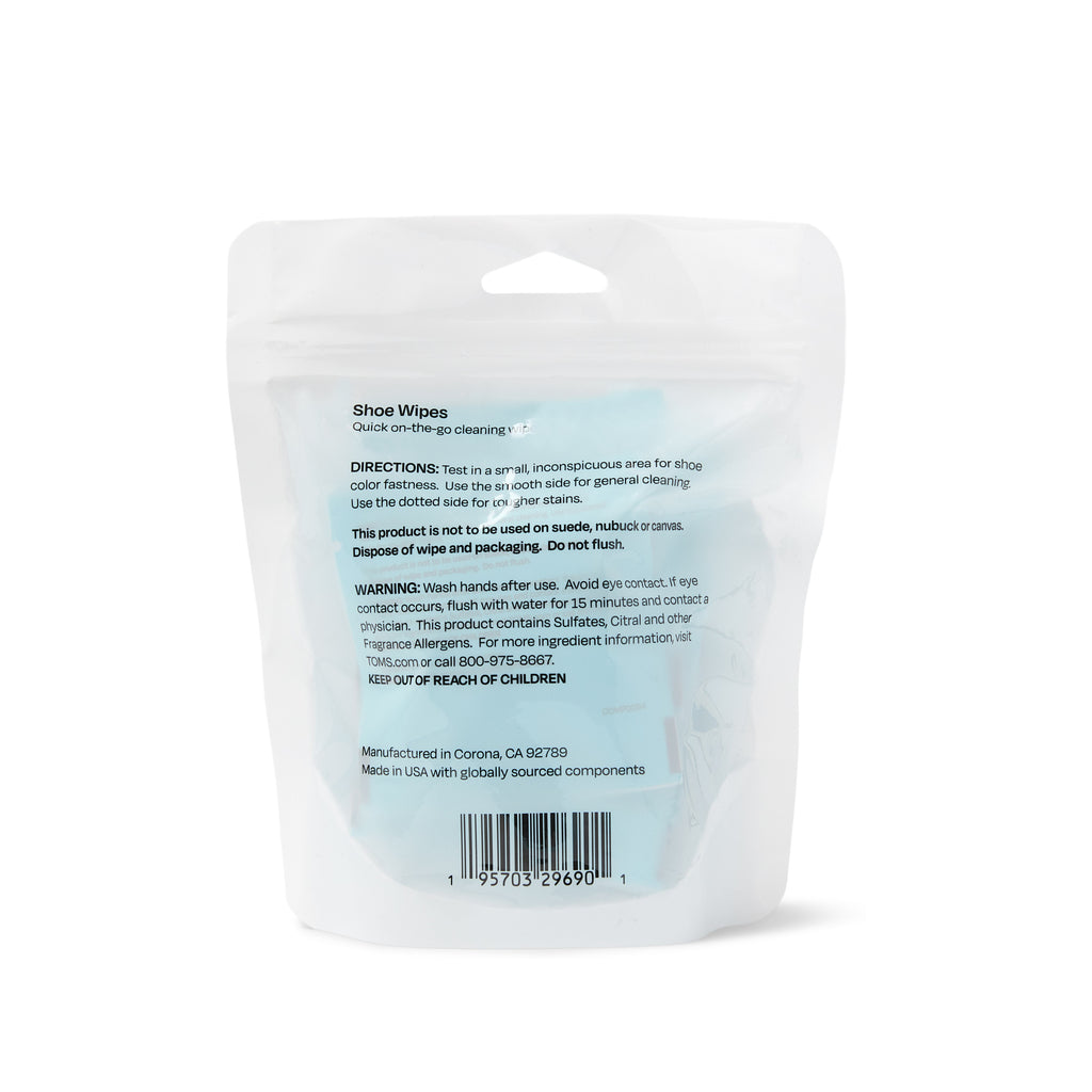 TOMS Shoe Cleaning Wipes 8 Pack Back View