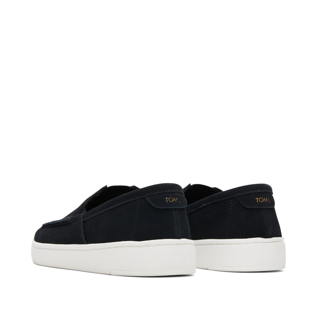 TRVL LITE Black Suede Loafer Back View