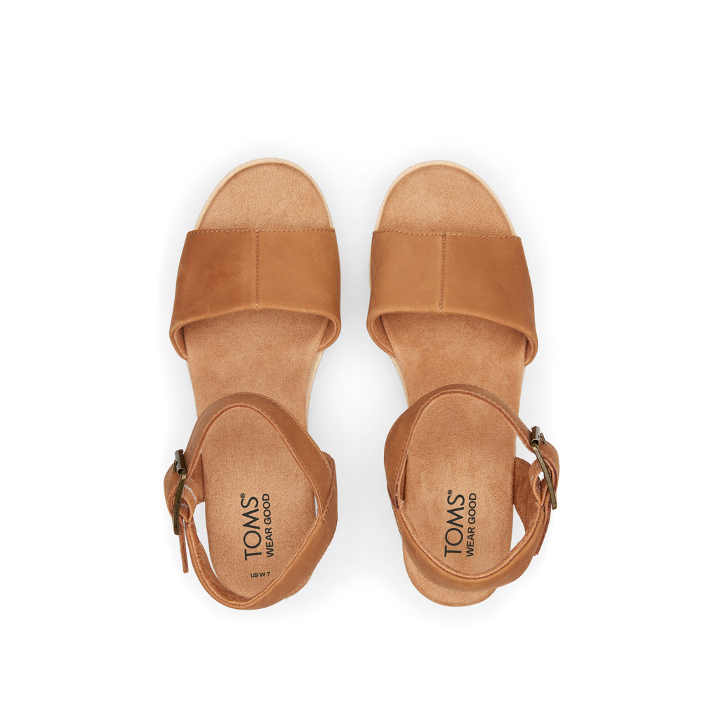 Diana Tan Leather Wedge Sandal Top View