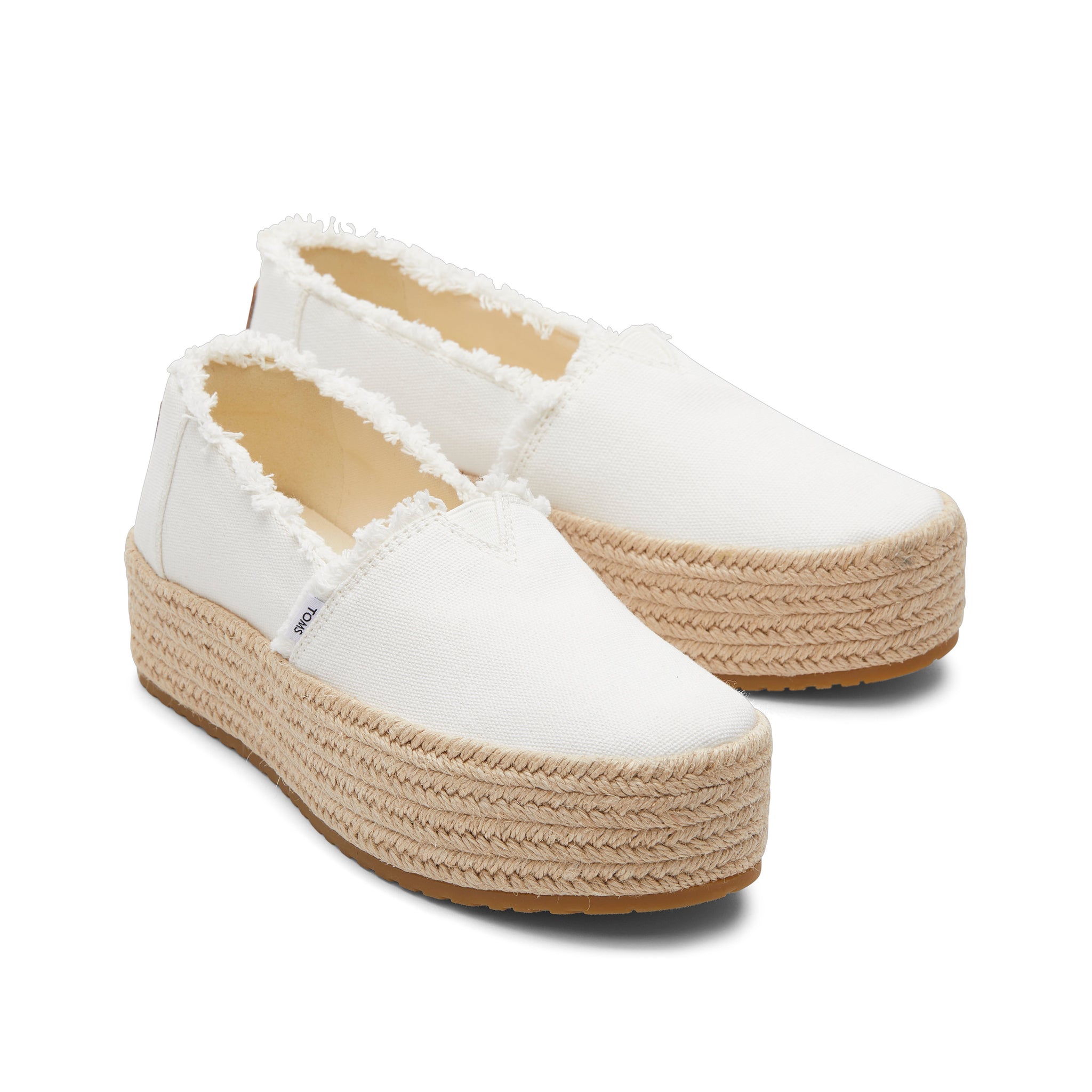 Valencia White Canvas Platform Espadrille Front View