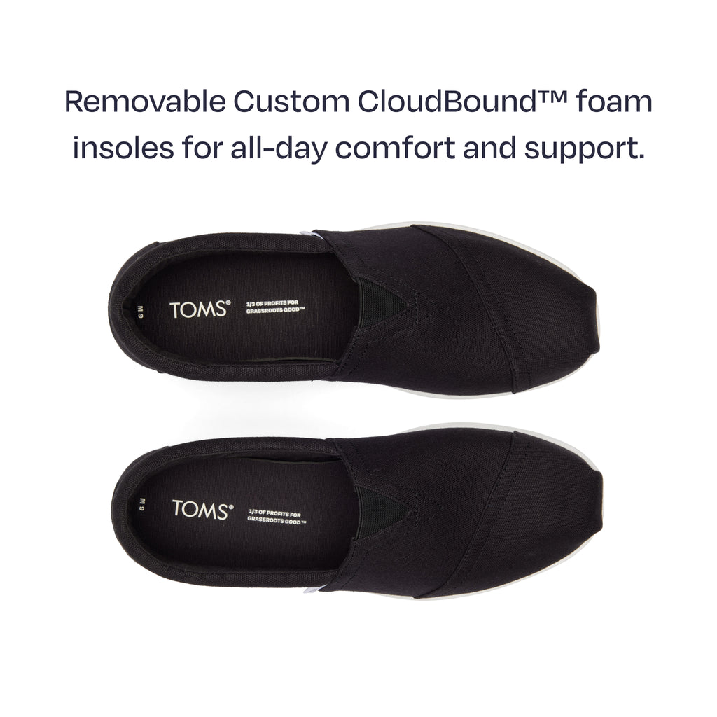 alp fwd top down detailed pair shot - features removable custom cloudbound foam insoles for all-day comfort and support
