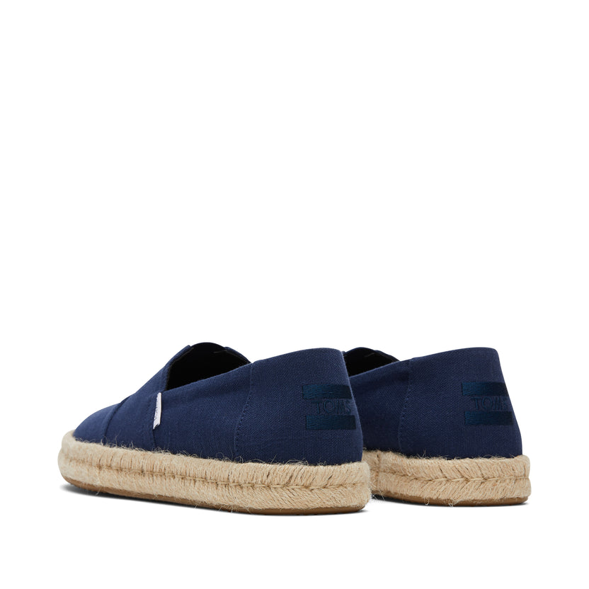 Mens Alpargata Rope Navy Recycled Cotton Slubby Woven Espadrille – TOMS.com