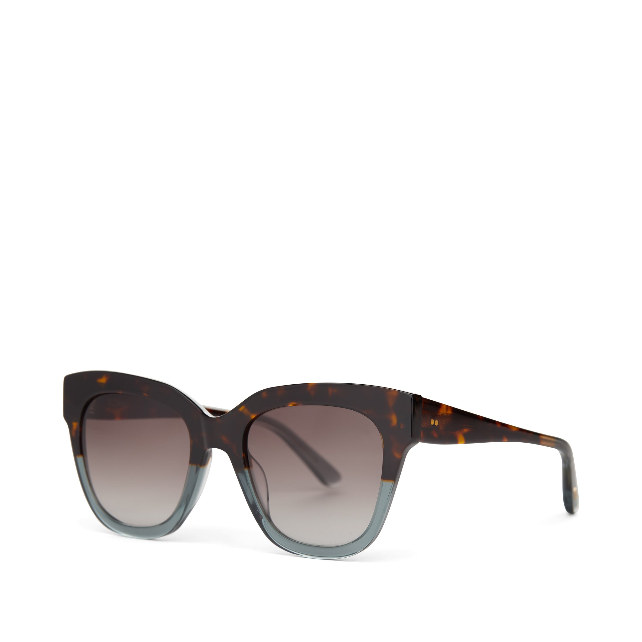 Sloane Tortoise Ocean Grey Fade Handcrafted Sunglasses Side Angle View