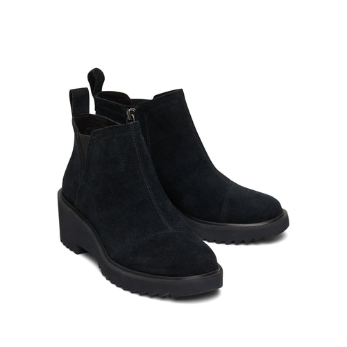 Maude Black Suede Wedge Boot Front View