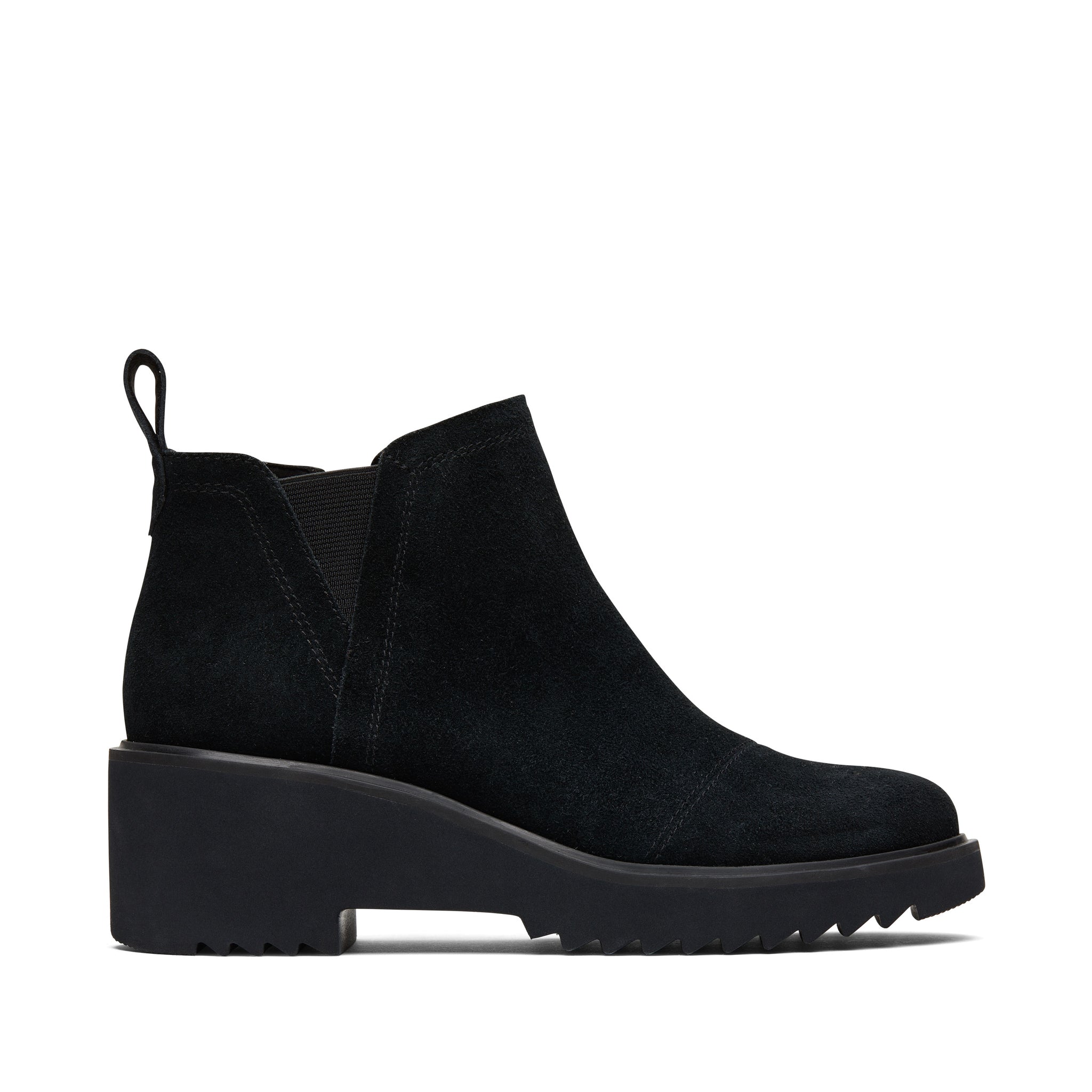 Maude Black Suede Wedge Boot Side View