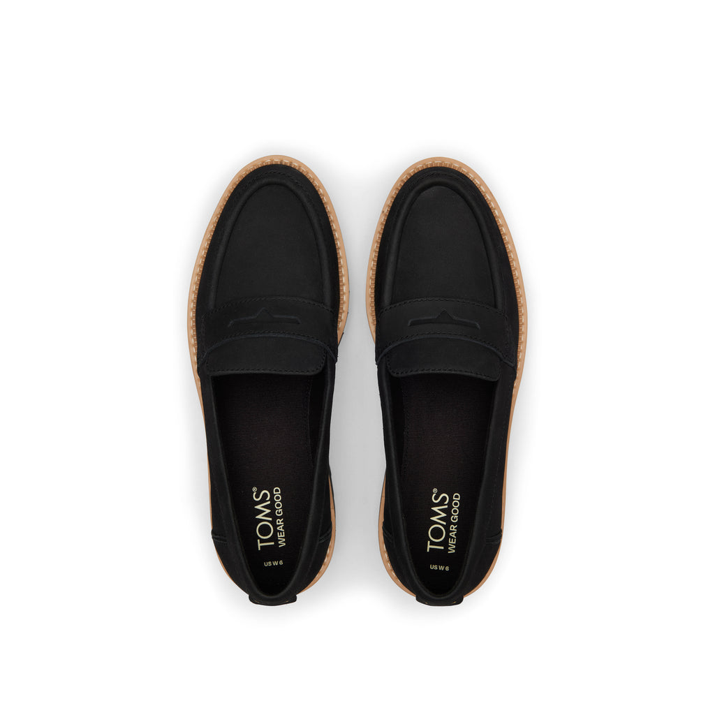 Cara Black Leather Loafer Top View