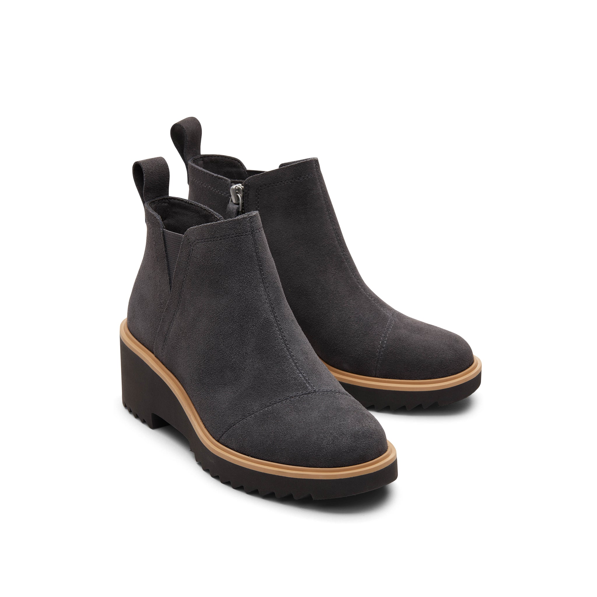 Maude Forged Iron Suede Wedge Boot Front View