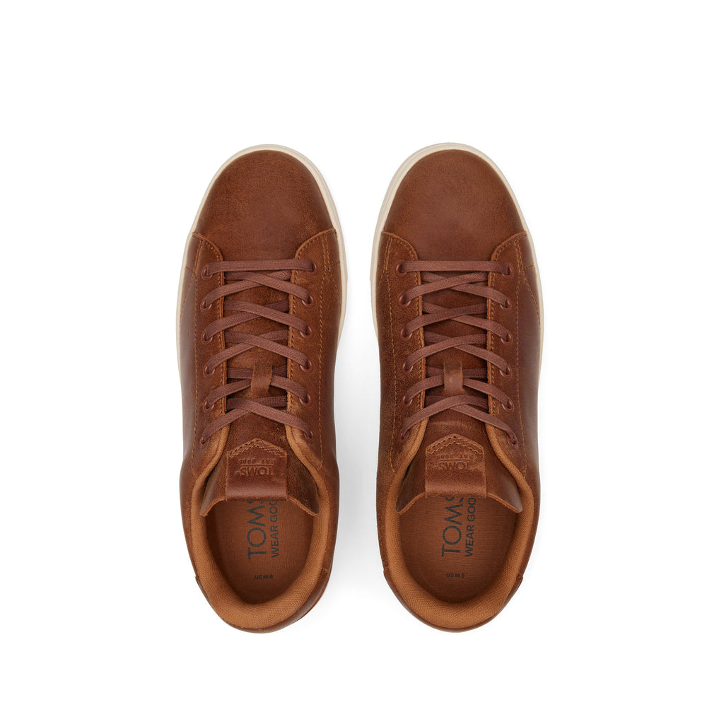 TRVL LITE Tan Leather Lace-Up Sneaker Top View