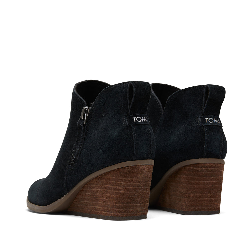 Goldie Black Suede Wedge Boot Back View