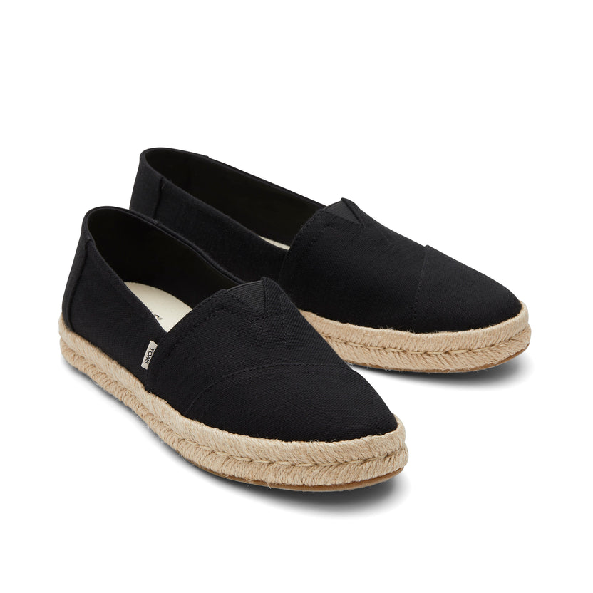 Womens Alpargata Rope 2.0 Black Recycled Cotton Espadrille – TOMS.com