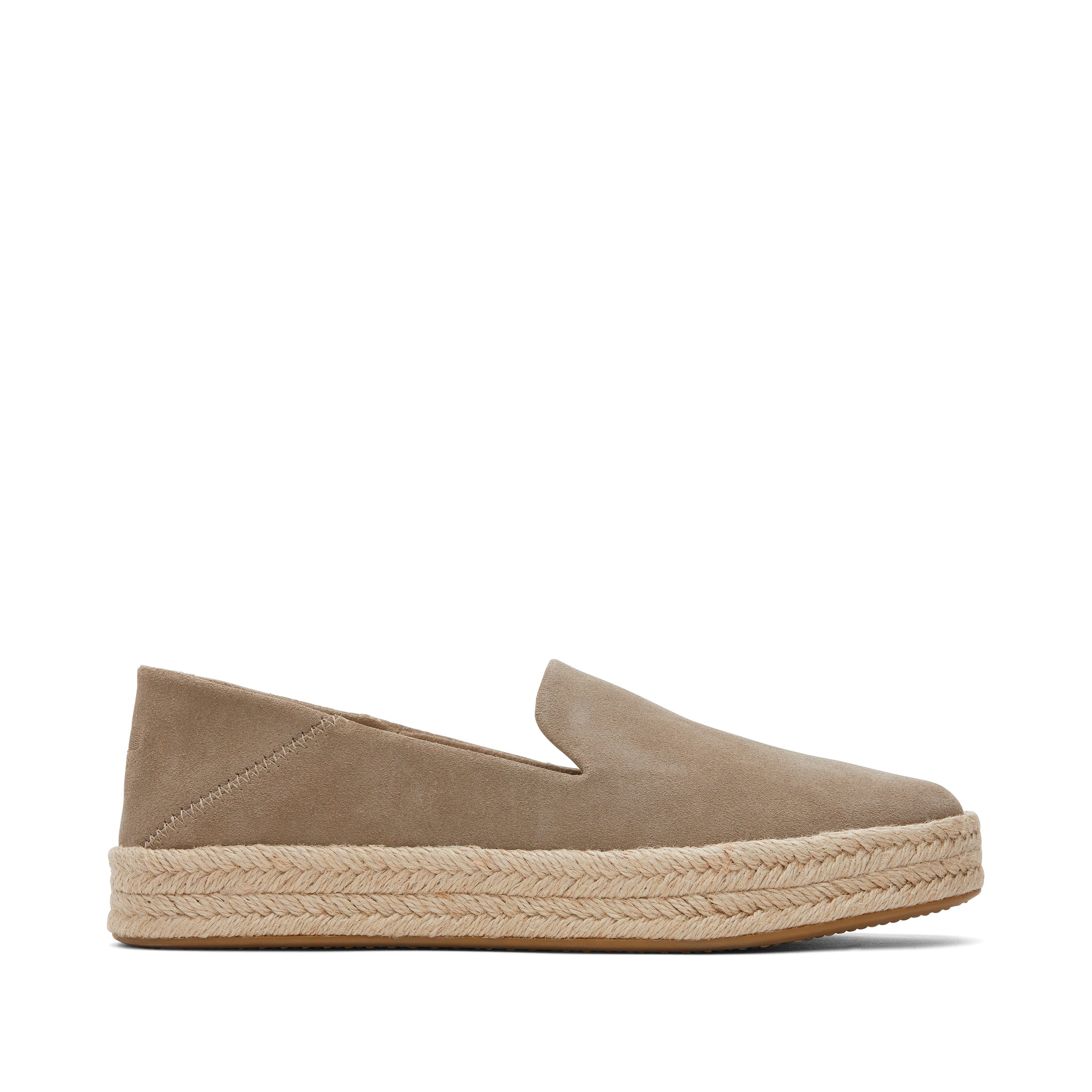 Carolina Taupe Suede Espadrille Side View