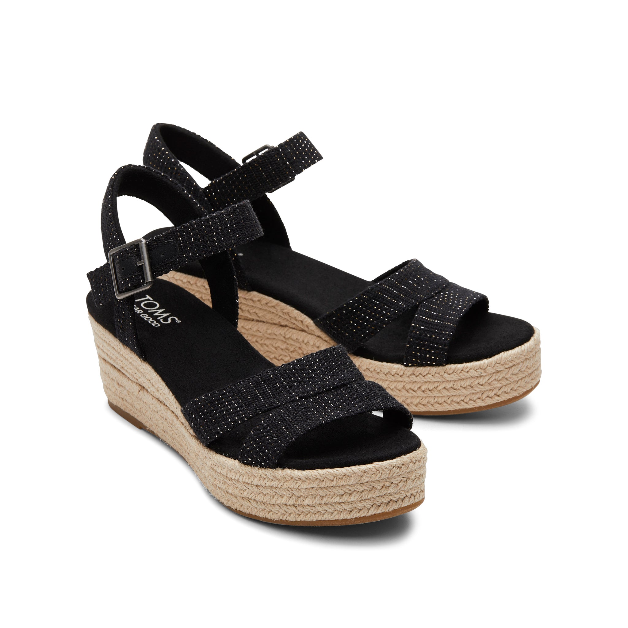 Womens Audrey Black Metallic Wedge Sandal – TOMS.com