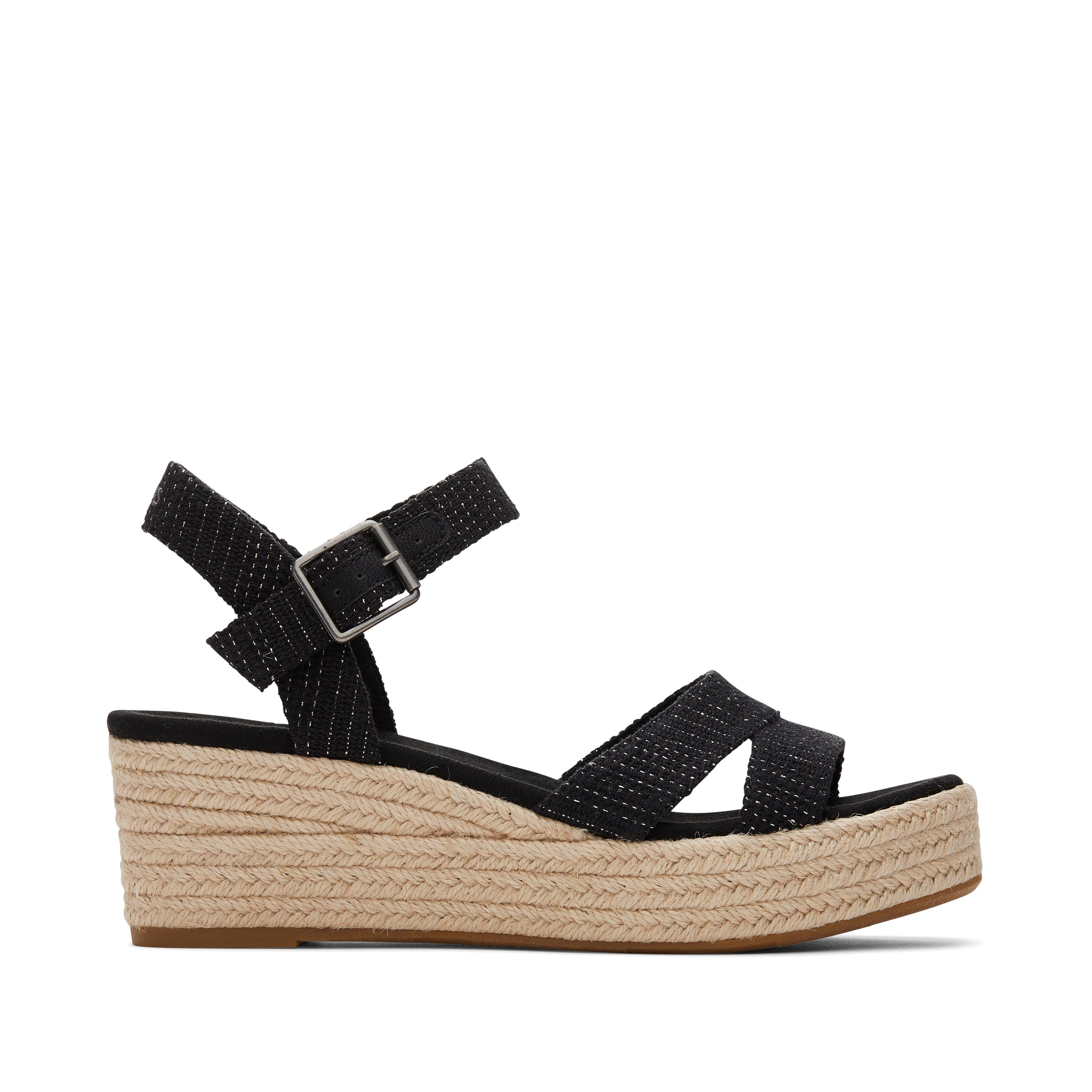 Womens Audrey Black Metallic Wedge Sandal – TOMS.com