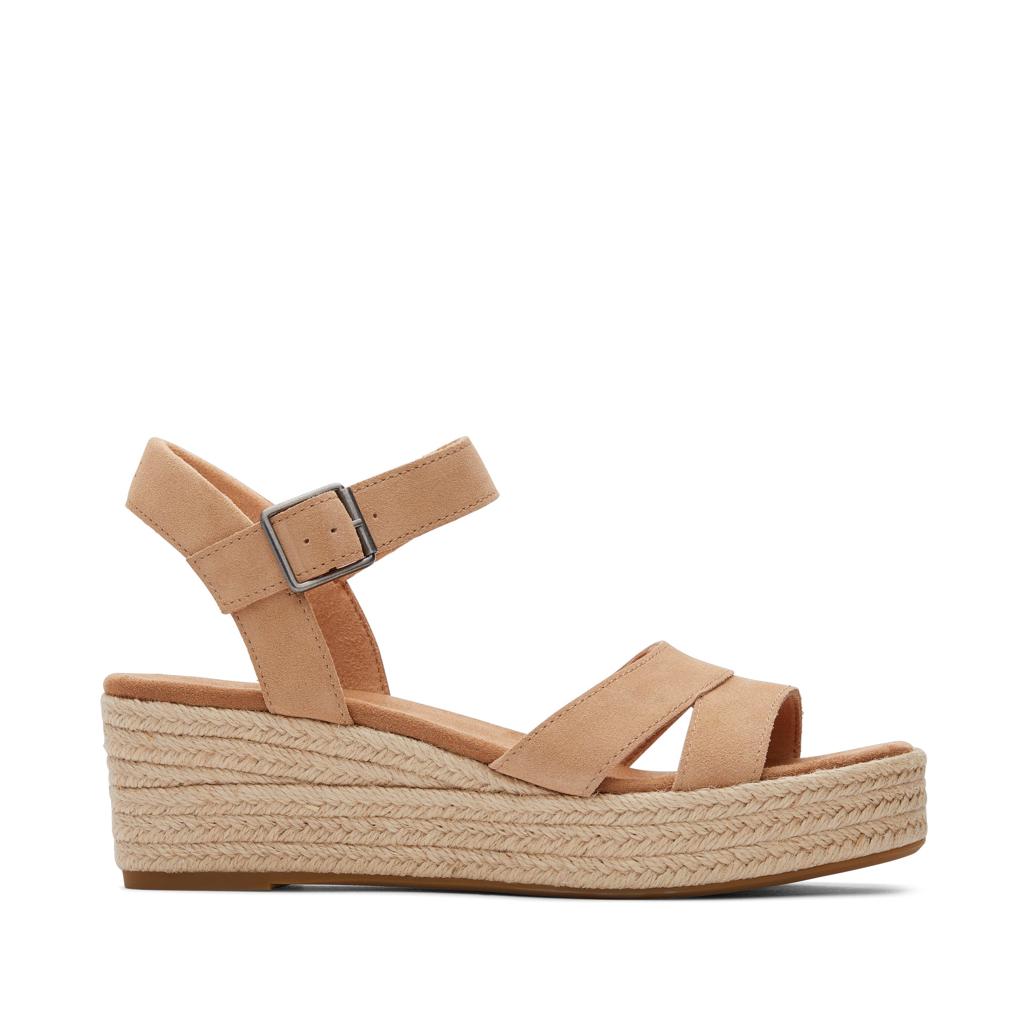 Womens Audrey Tan Suede Wedge Sandal