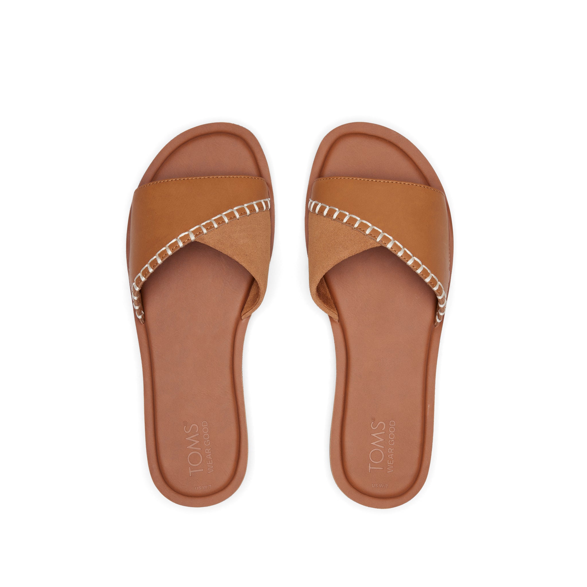 Shea Tan Leather Slide Sandal Top View