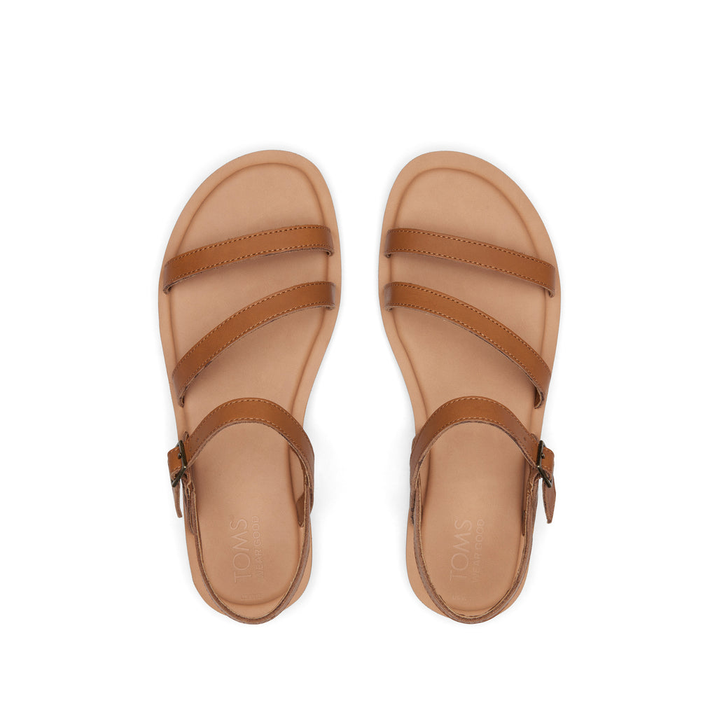 Kira Tan Leather Strappy Sandal Top View
