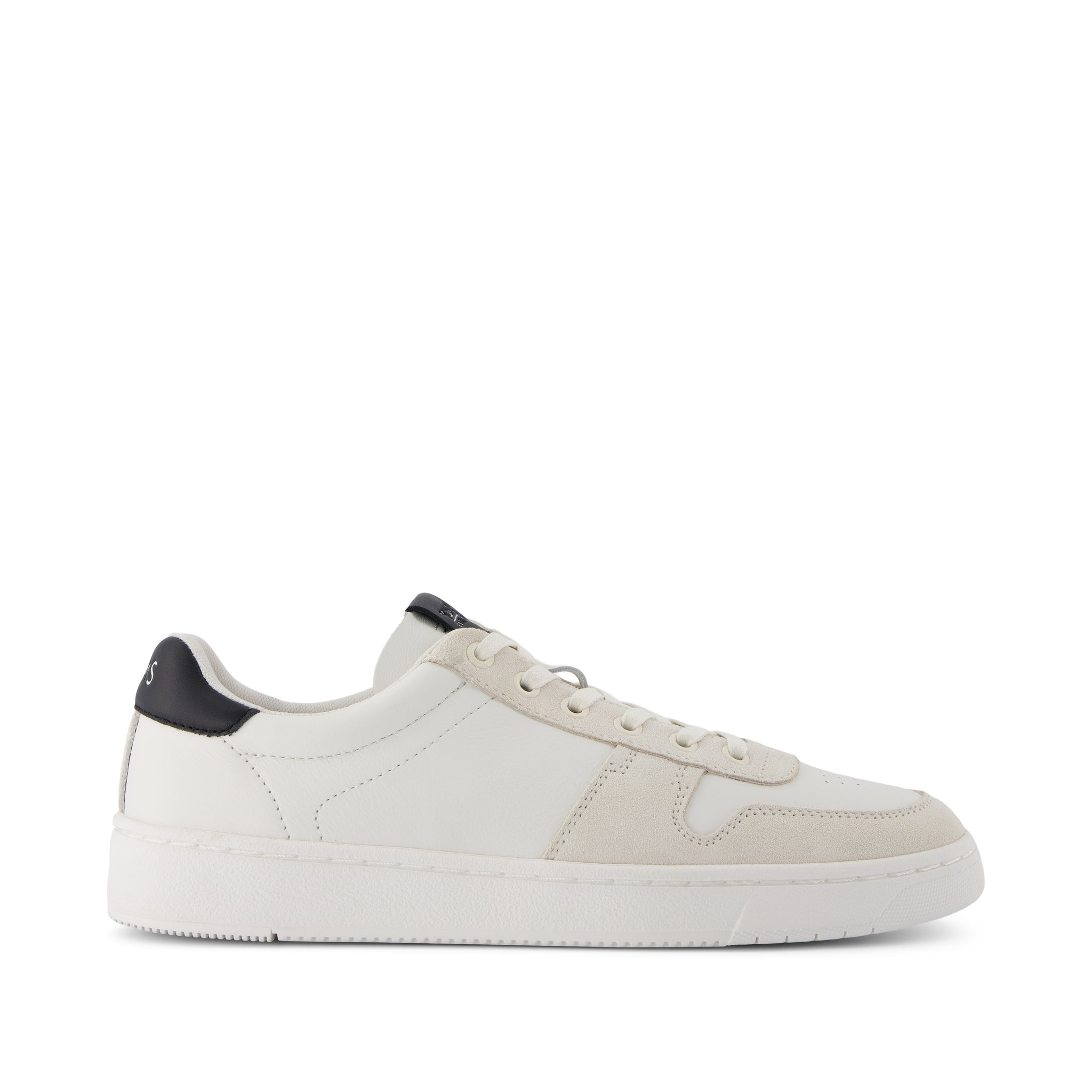 Mens TRVL LITE Court White and Black Leather Sneaker