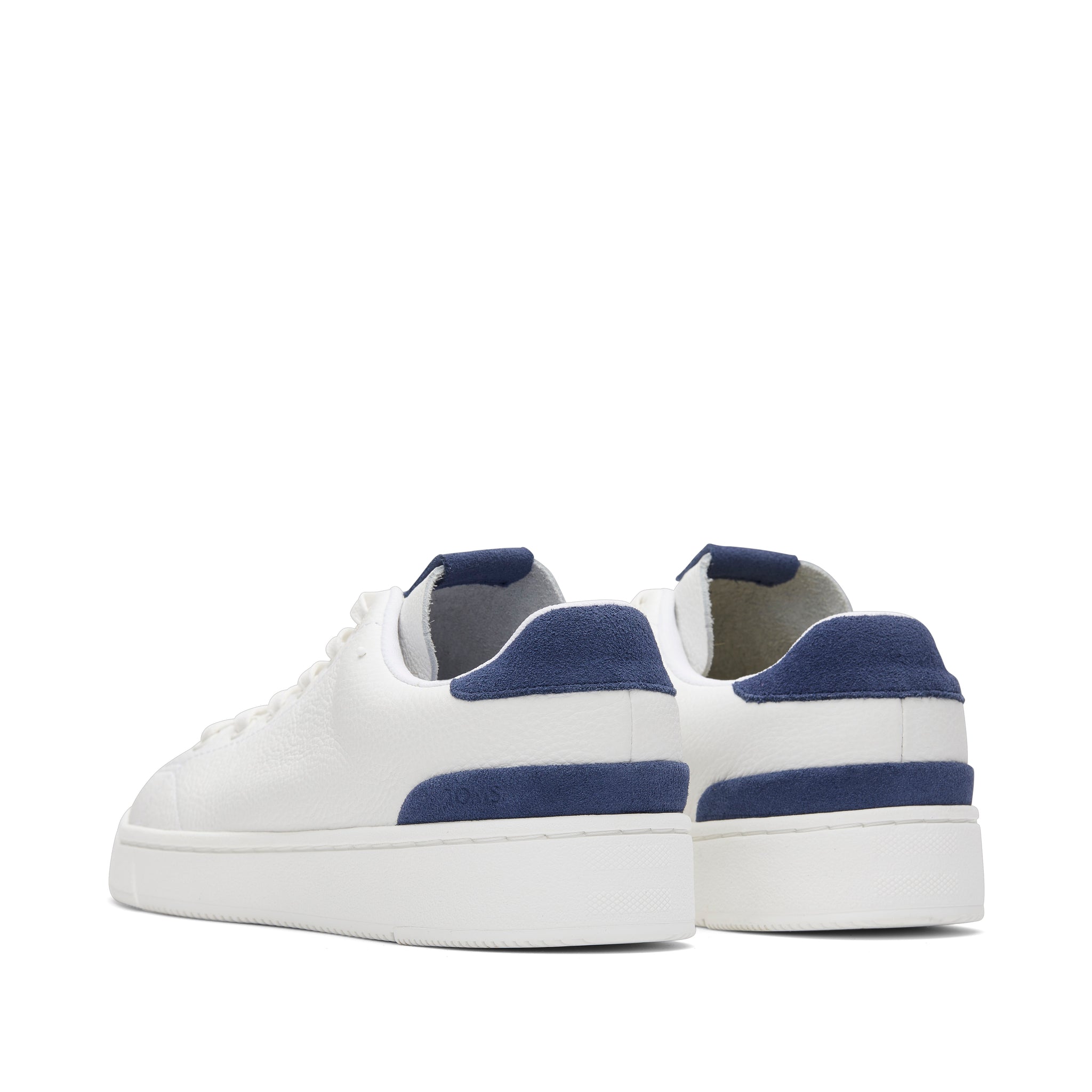 TRVL LITE White and Blue Leather Lace-Up Sneaker Back View