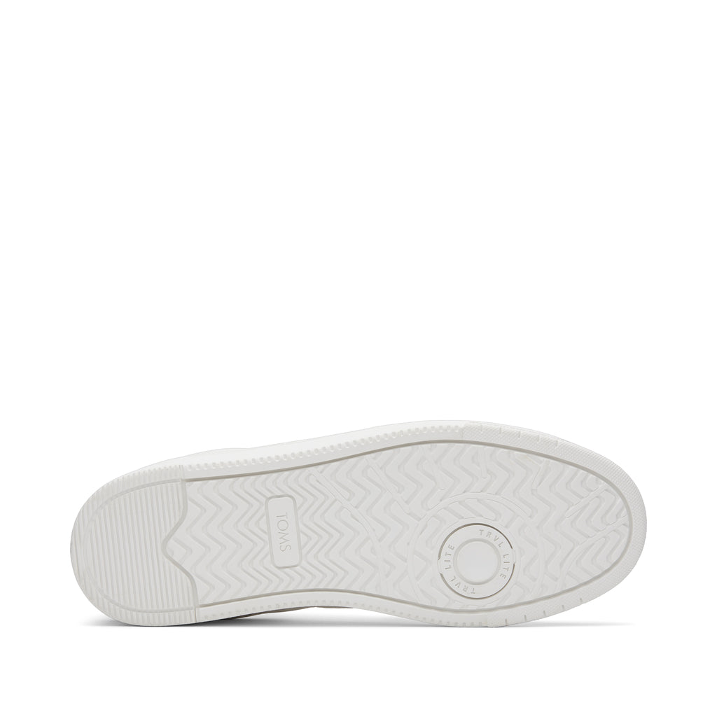 TRVL LITE White and Blue Leather Lace-Up Sneaker Bottom Sole View