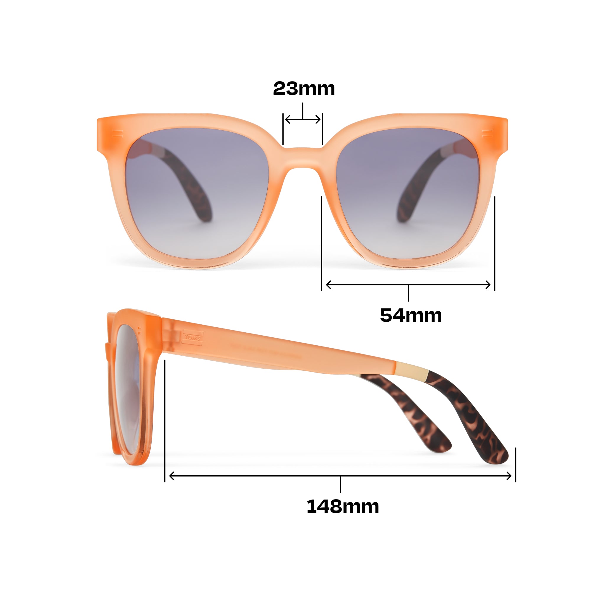 Juniper Peach Traveler Sunglasses Dimension View