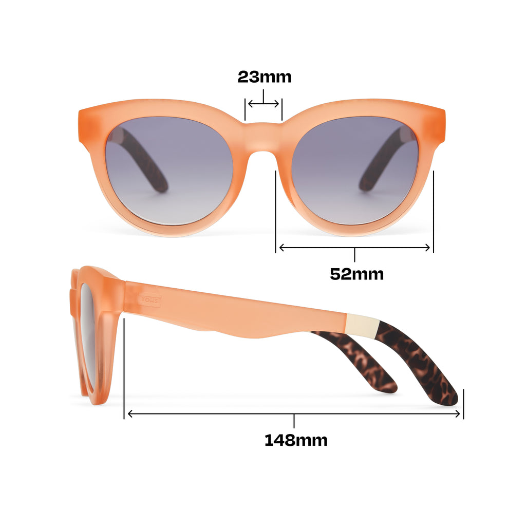 Florentin Peach Traveler Sunglasses Dimension View
