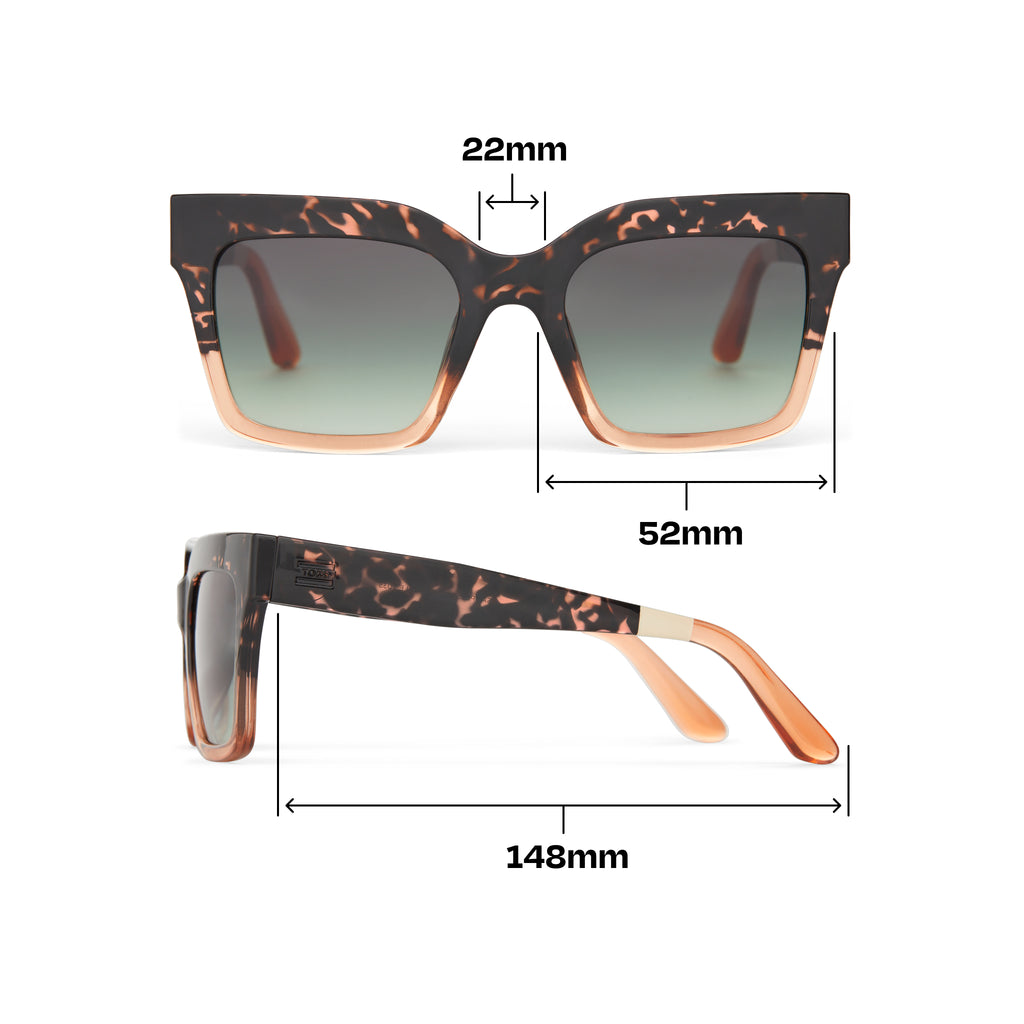 Adelaide Tortoise Apricot Fade Traveler Sunglasses Dimension View