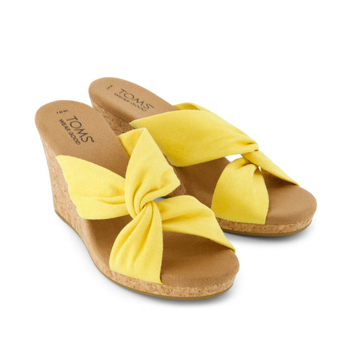 Serena Yellow Cork Wedge Sandal Front View
