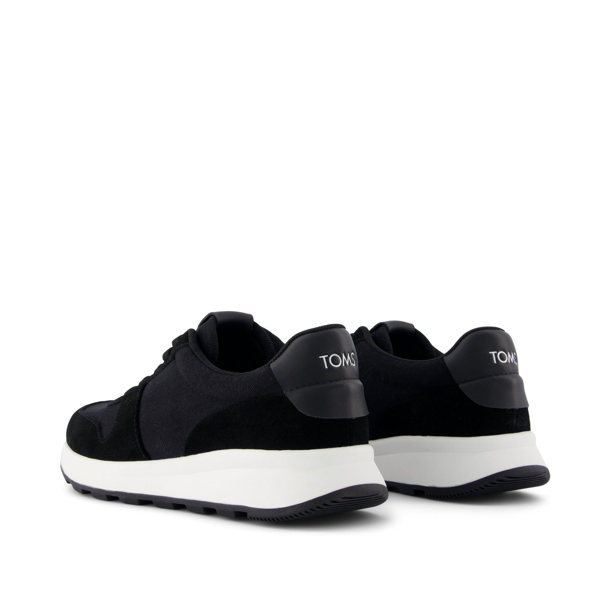 TRVL Lite Retro Runner Black Suede Water Repellent Sneaker Back View