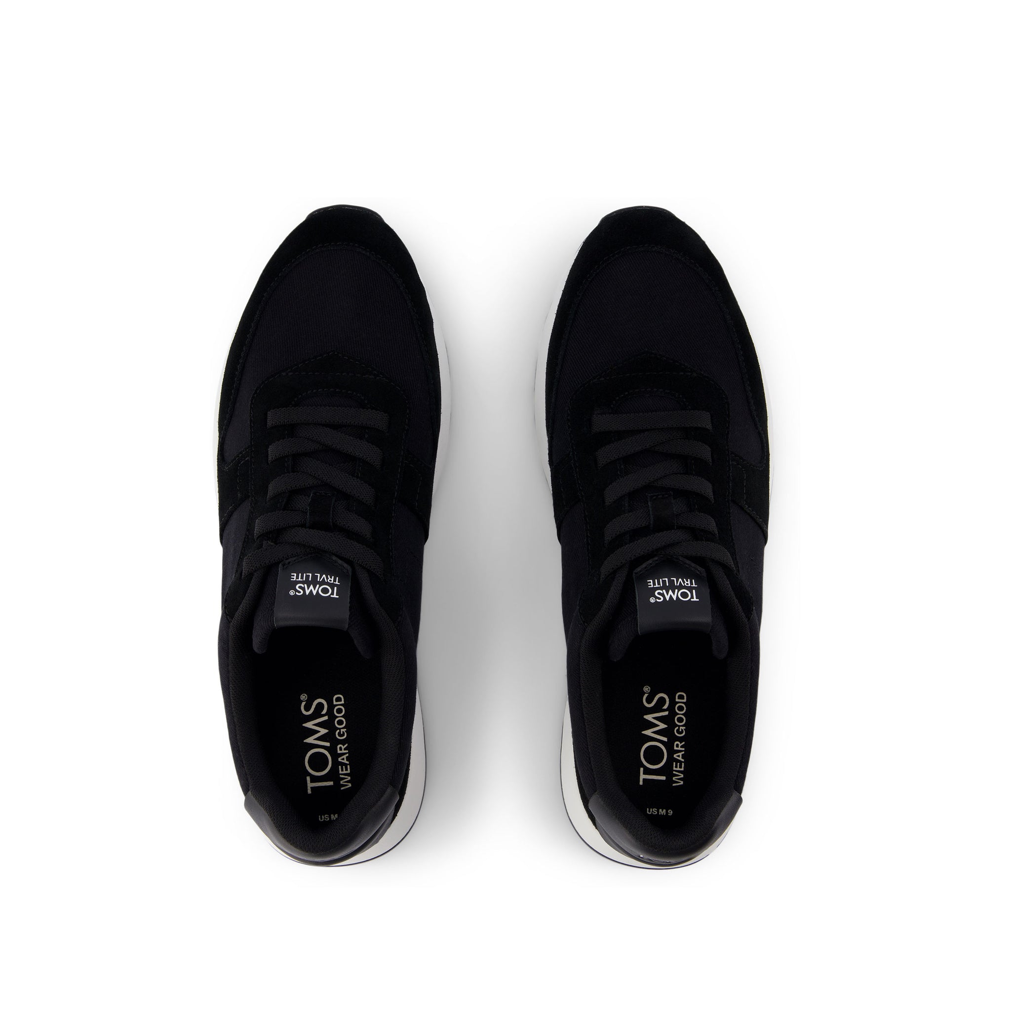 TRVL Lite Retro Runner Black Suede Water Repellent Sneaker Top View
