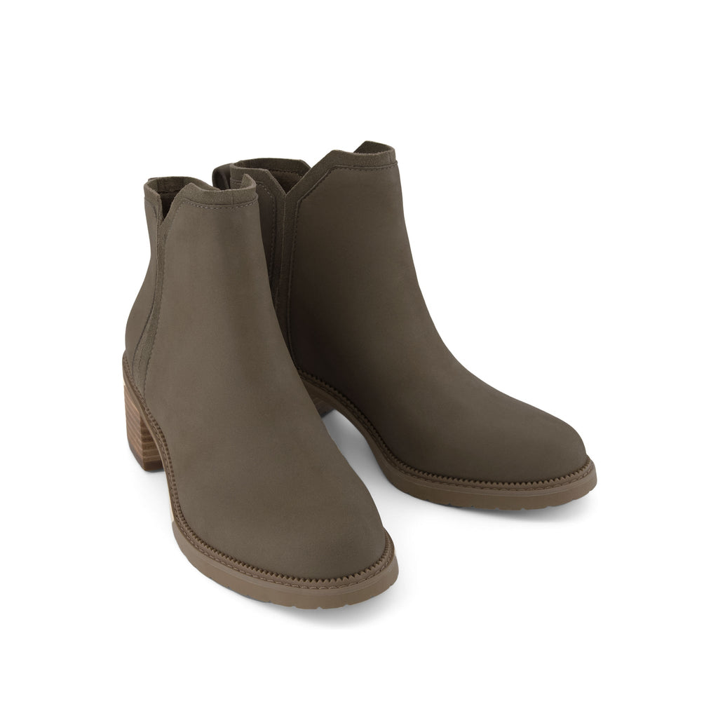 Hailey Heeled Boot - Water Resistant Canteen Nubuck Leather Front View