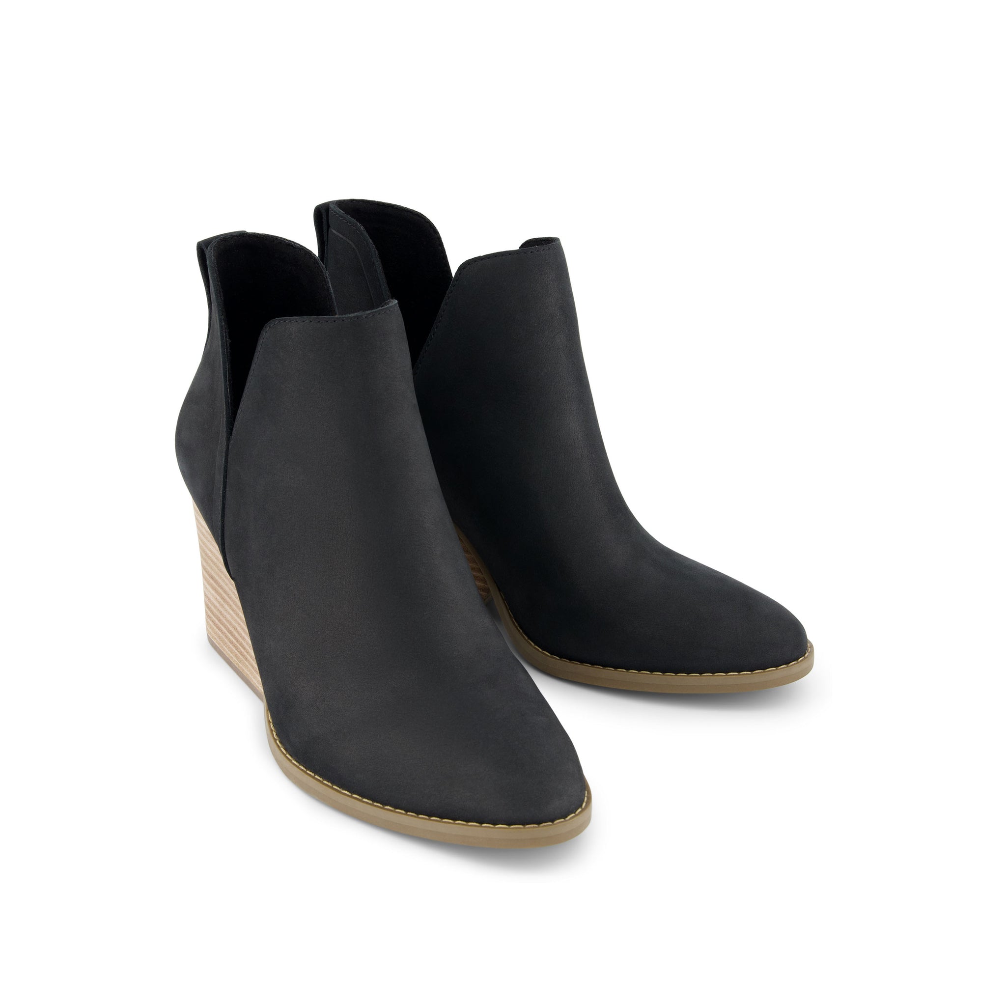 Eliza Heeled Boot - Black Nubuck Leather Front View