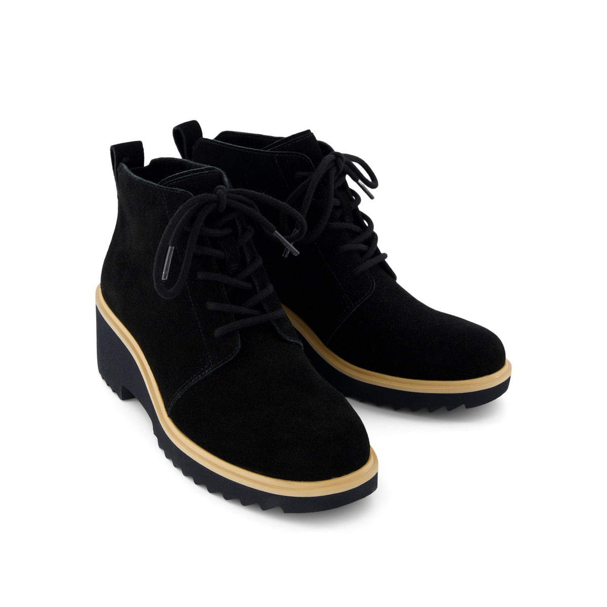 Toms Black Suede Women\'s Wedge Bootie // 8 Toms Black Suede Desert Lace-Up Wedges Women main image 2
