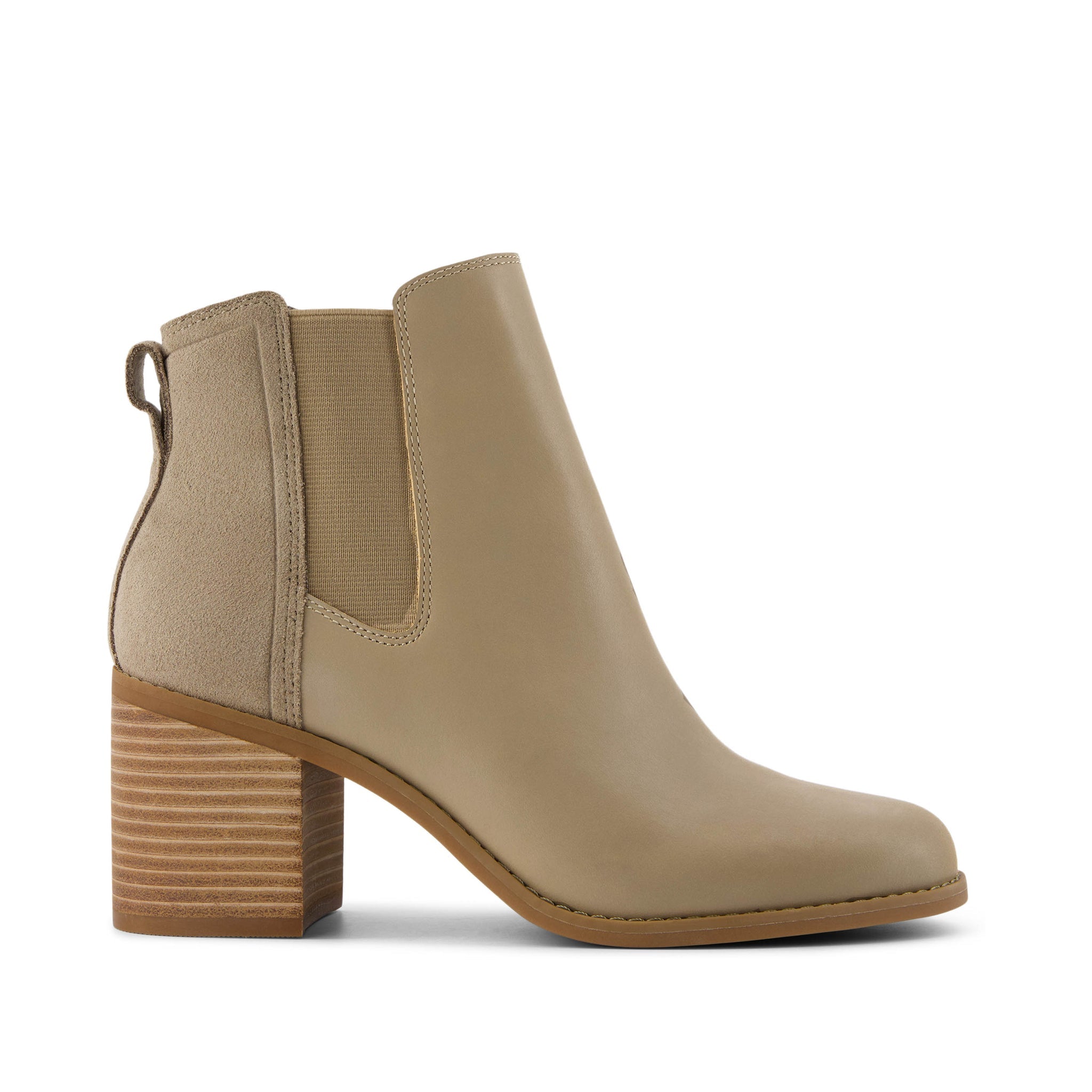 Evelyn Chelsea Heeled Boot - Dune Leather Suede Side View