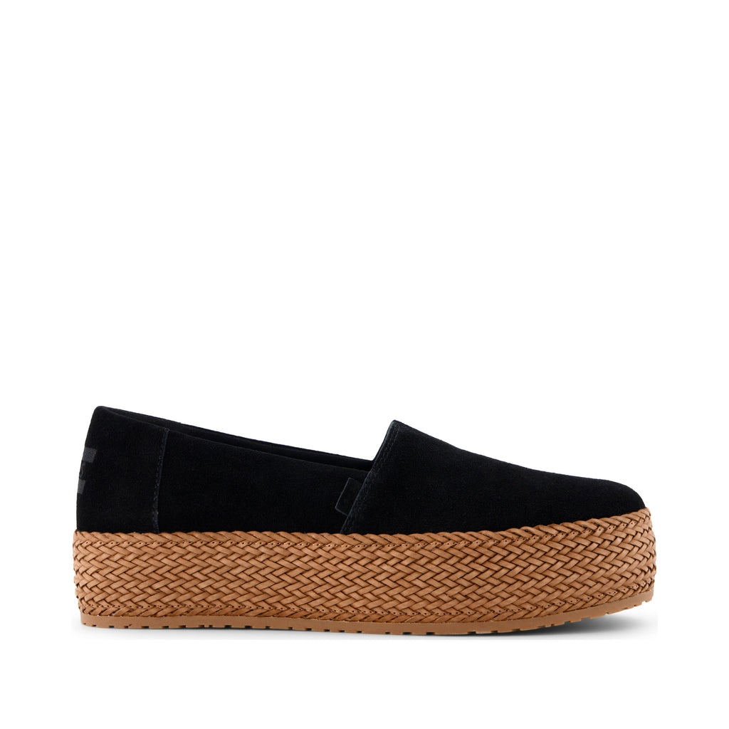 Valencia Black Suede Espadrille Platform Espadrille Side View